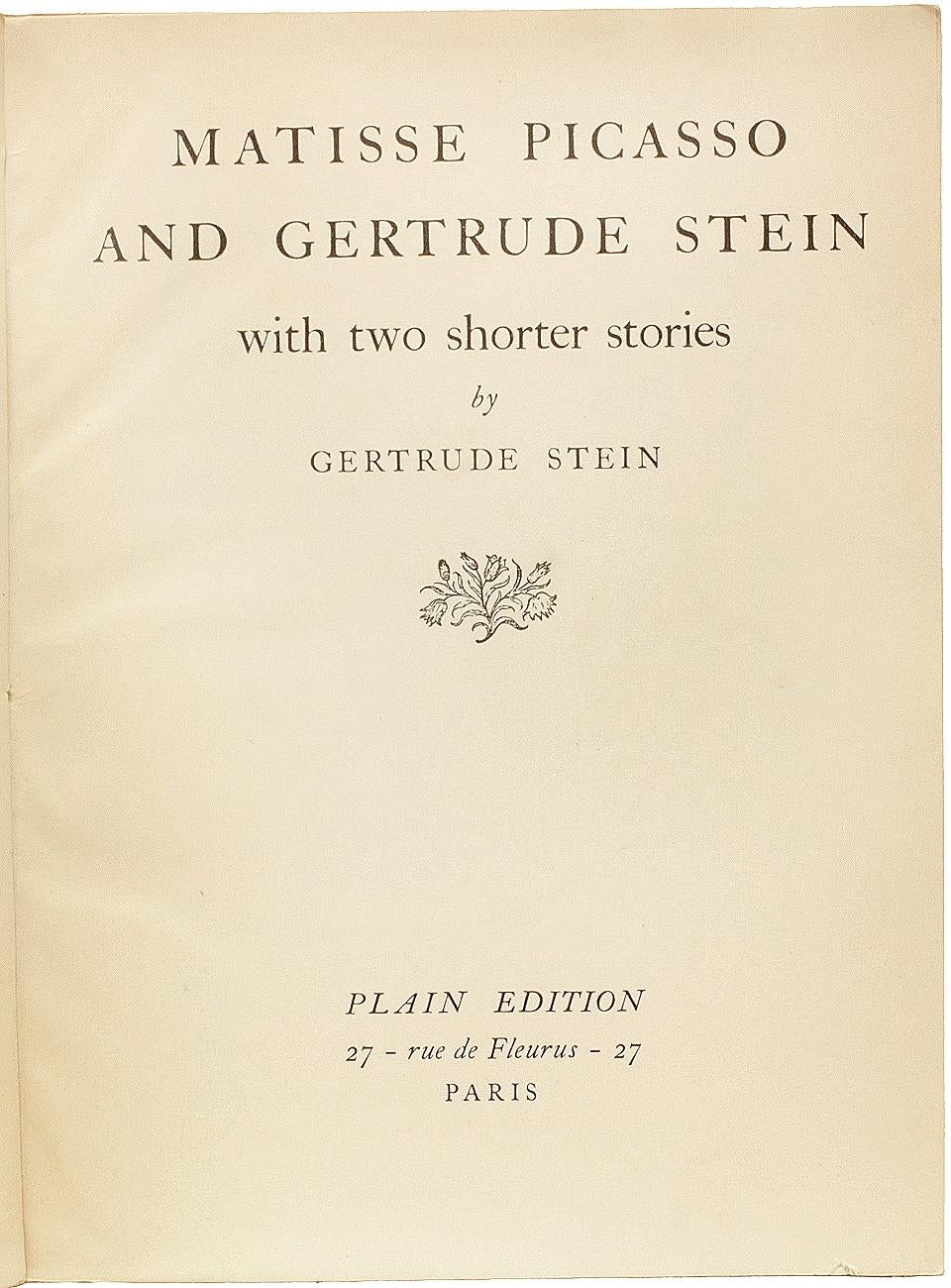 Milieu du XXe siècle Matisse Picasso & Gertrude Stein. 1ST ED, ISSUE LIMITÉE, PRESENTATION COPY 1933 en vente
