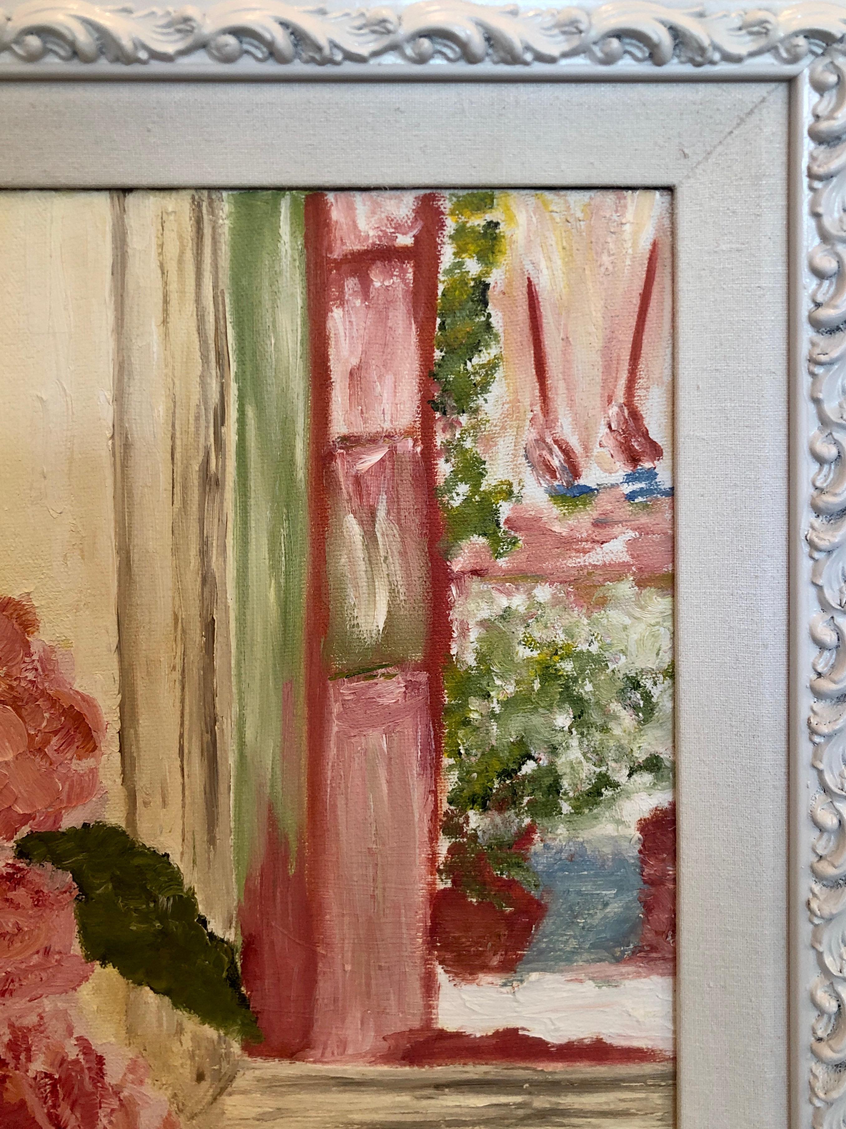 Matisse Style Kelly Yoonard 20th Century Pink, Yellow and Blue Floral Still Life For Sale 1