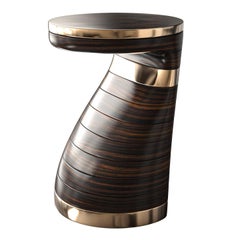 "Matita" Decorative Coffee Table With Bronze And Wood, Handcrafted, Istanbul