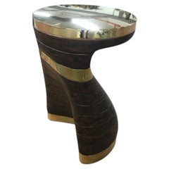 "Matita" Decorative Coffee Table With Bronze And Wood, Handcrafted, Istanbul