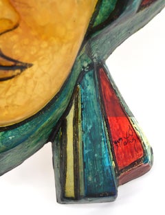 Matius French Vintage Pop Art Mural Maharadjah Sculpture, Wall Sconce, 1970