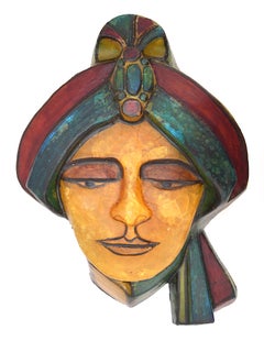 Matius French Vintage Pop Art Mural Maharadjah Sculpture, Wall Sconce, 1970