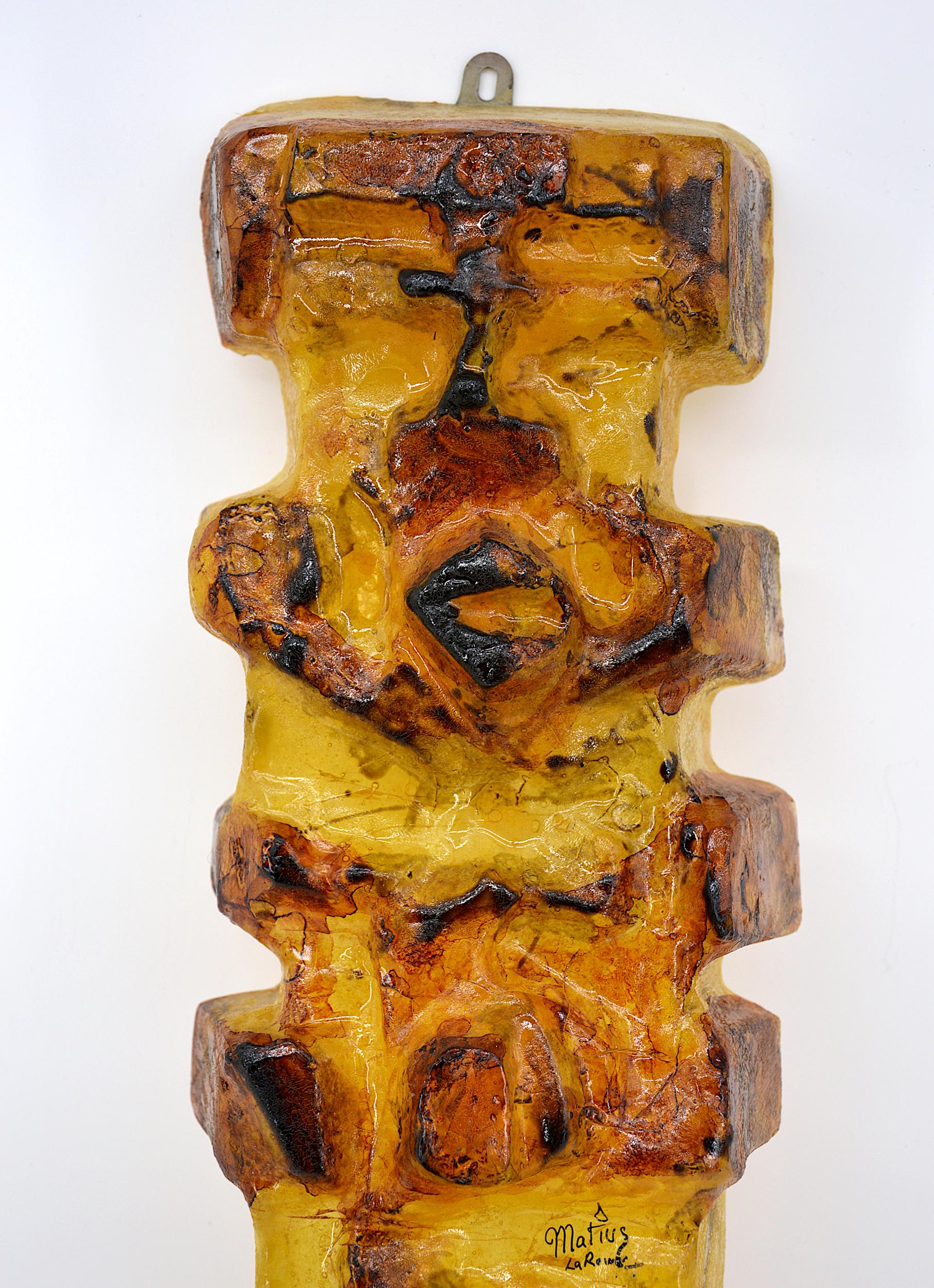 Mid-Century Modern Matius French Vintage Pop Art Mural Totem Wall Sconce Sculpture, 1970s For Sale