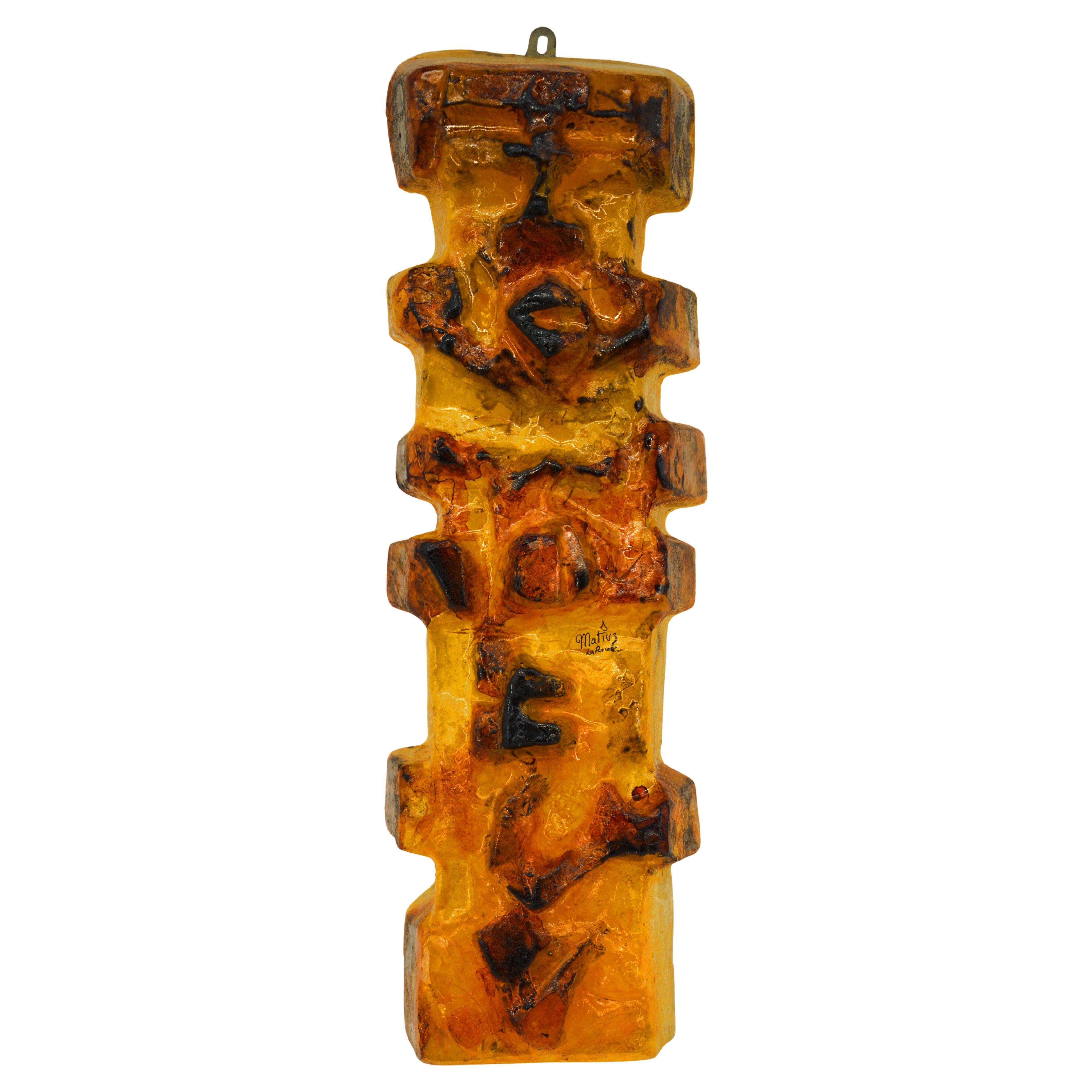 Matius Französisch Vintage Pop Art Mural Totem Wandleuchter Skulptur 1970er Jahre