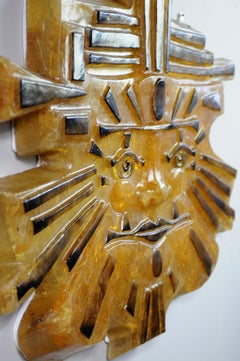 Matius, grande applique Sun Inca en résine fractale, France, 1970