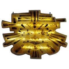 Matius, Large "Sun Inca" Wall Lamp in Fractal Resin, France, 1970