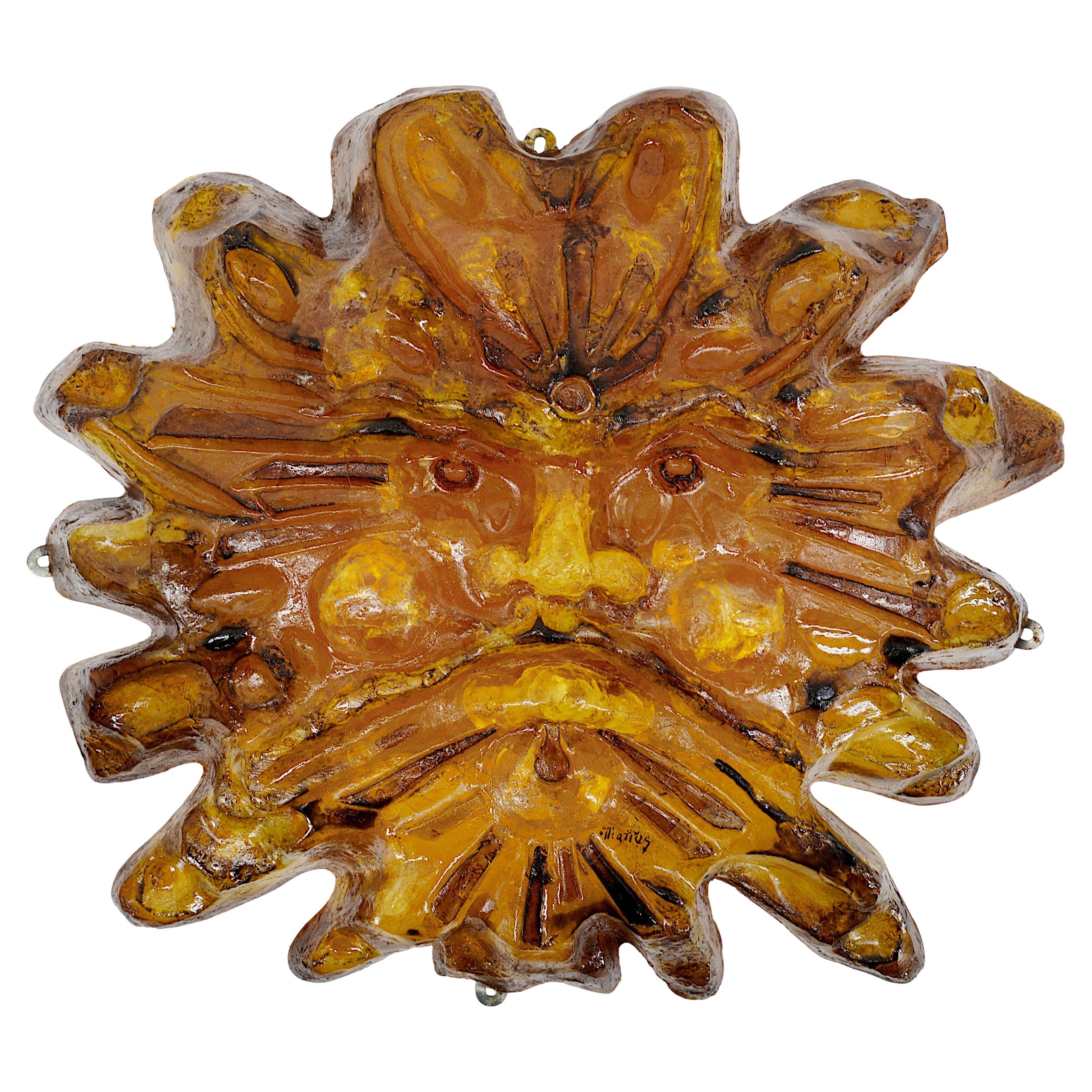 Matius Spectacular French Mid-Century "Sun King" Wall Light, 1975 For Sale