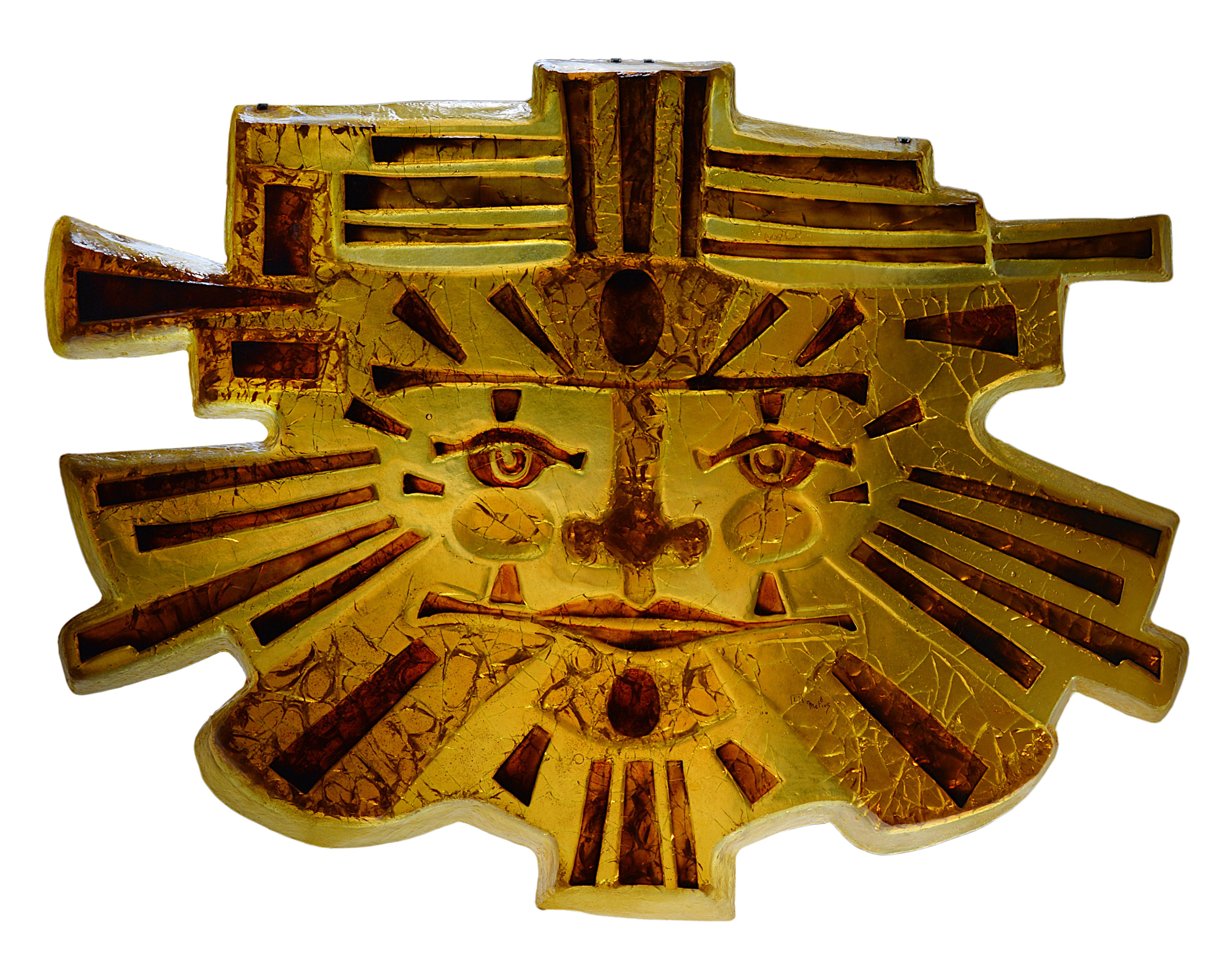 Espectacular aplique Pop Art de Matius, Alta Provenza, Francia, 1977. Llamativo ejemplo del Pop Art de los años 70, esta escultura aplique de Matius se titula Inca y está fabricada en intrincada resina fractal. Su diseño atrevido y escultural
