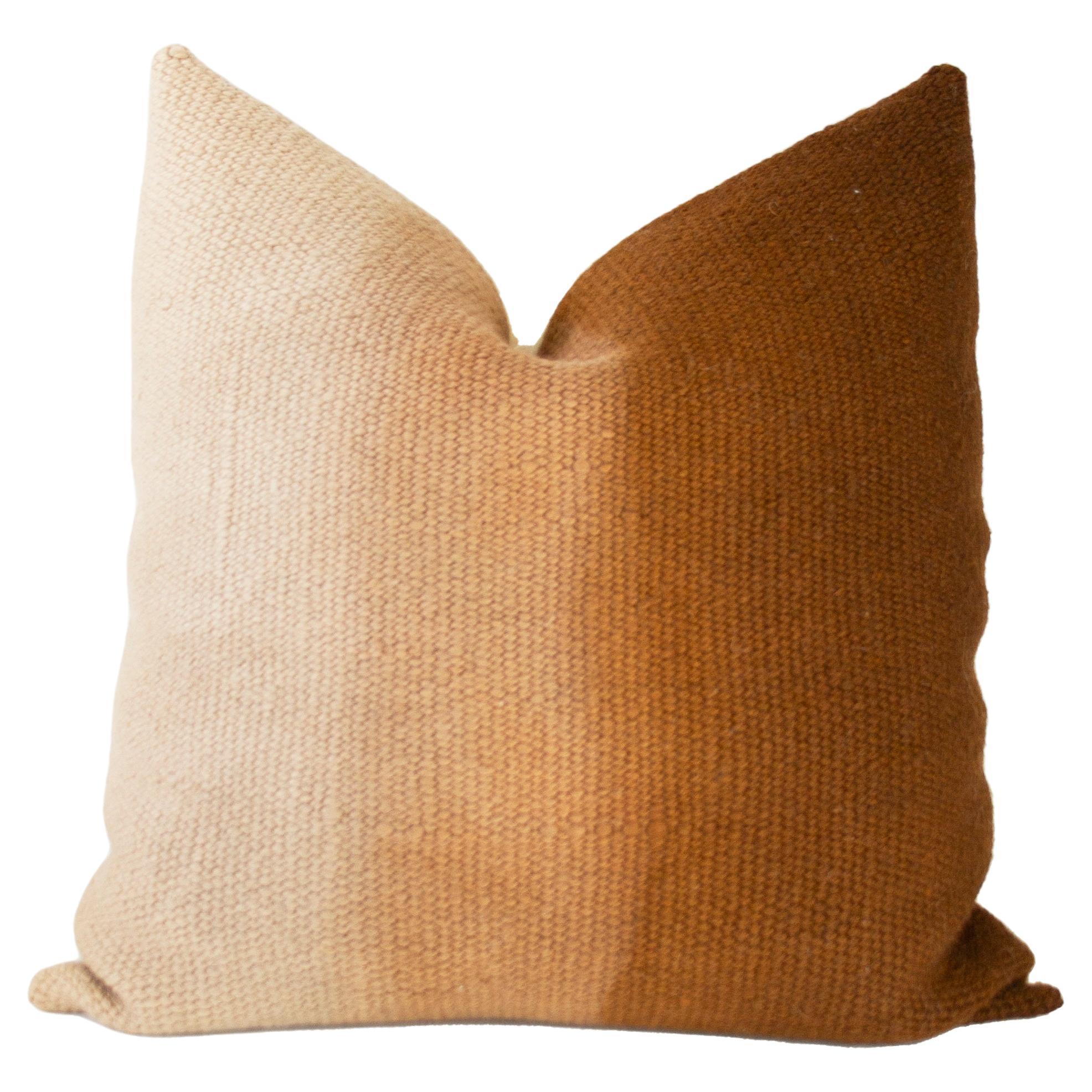 Matiz Brown Ombre Throw Pillow Handwoven Textured Sheep Wool For Sale