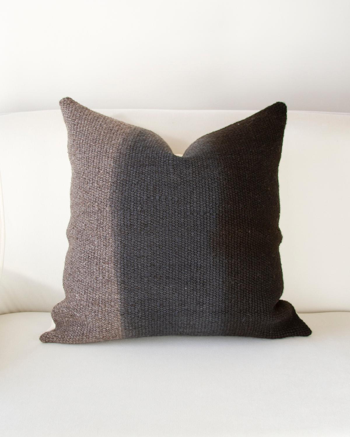 Argentine Matiz Gray Ombre Throw Pillow Handwoven Textured Sheep Wool For Sale