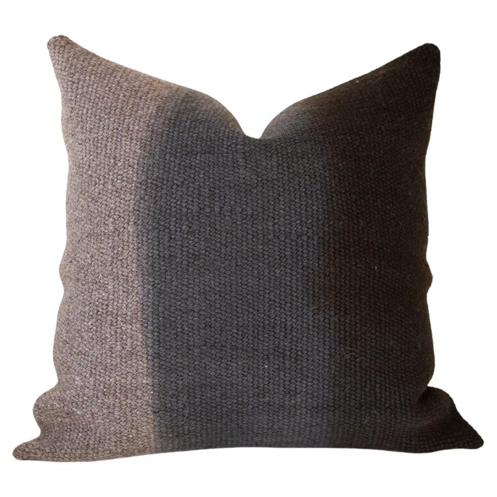 Matiz Gray Ombre Throw Pillow Handwoven Textured Sheep Wool For Sale
