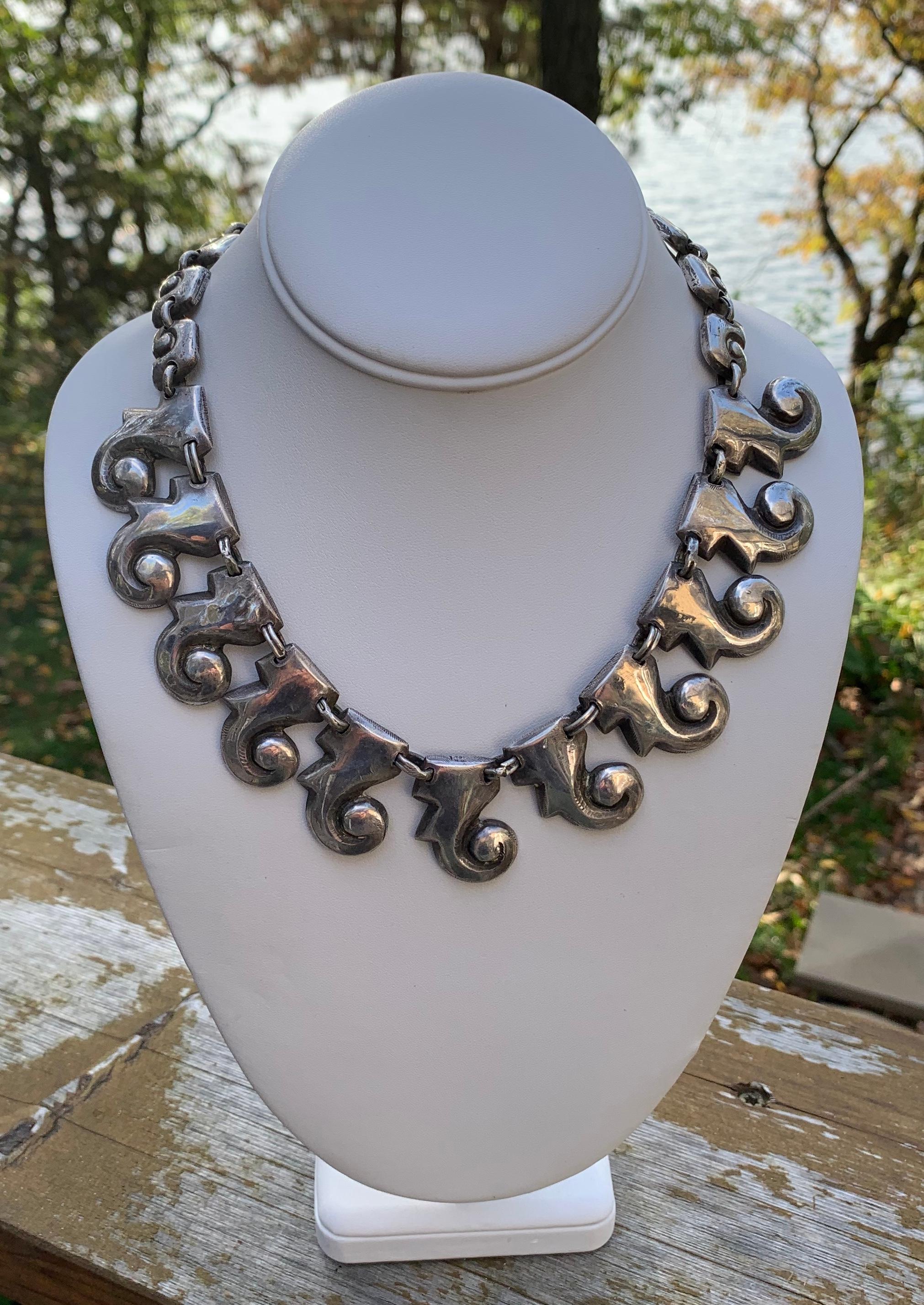 MATL Matilde Poulat Mexican Necklace Bracelet Suite Sterling Silver Rare In Good Condition In New York, NY