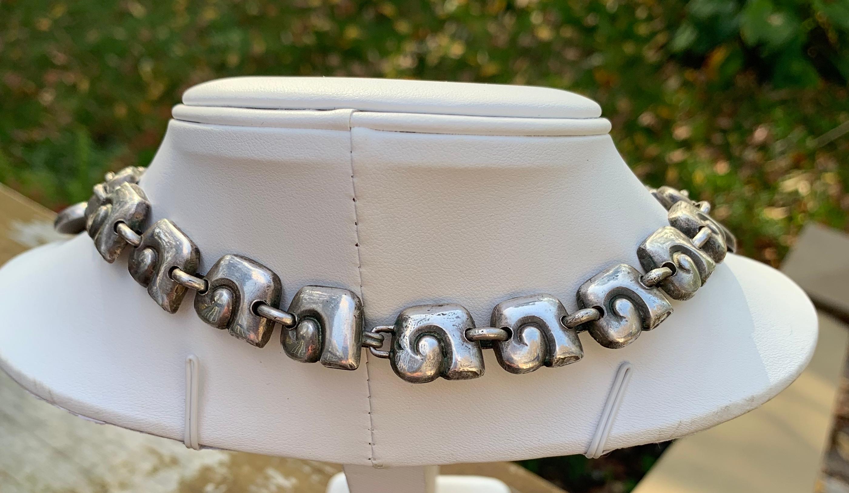 Women's MATL Matilde Poulat Mexican Necklace Bracelet Suite Sterling Silver Rare