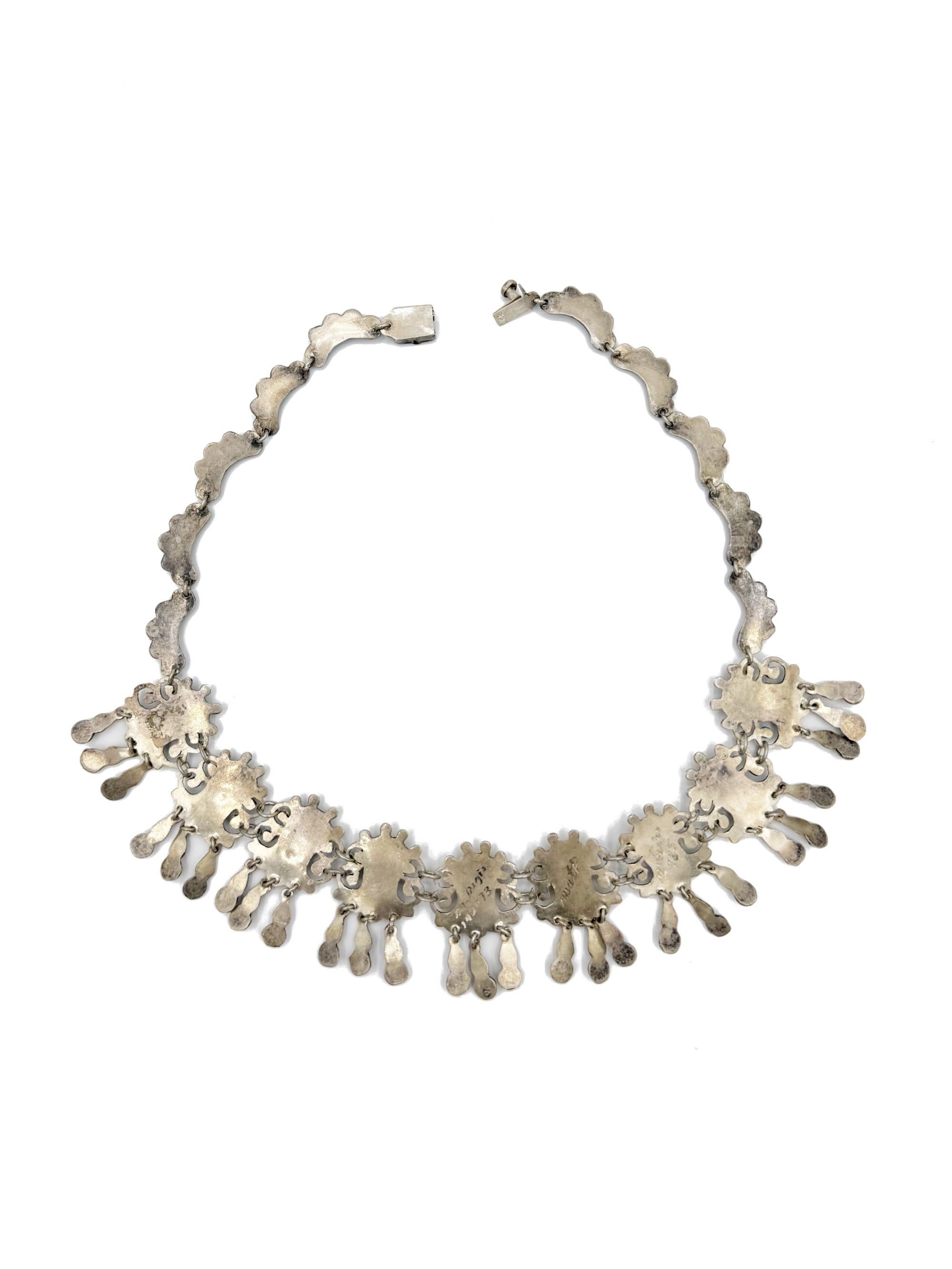 Collier en argent de Matl Salas avec améthyste et turquoise, argent mexicain 1970 en vente 2