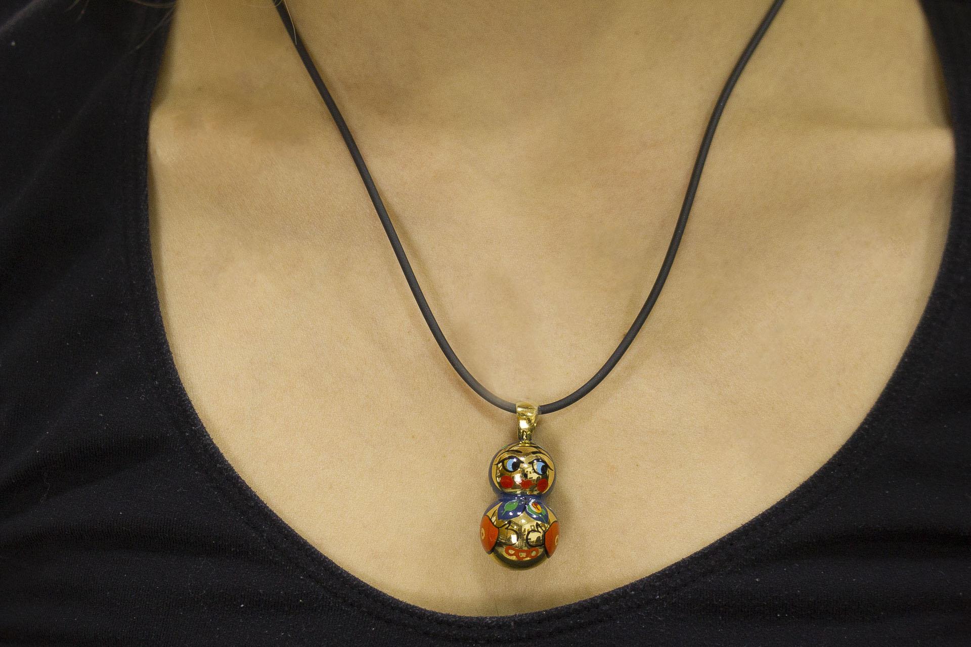 Women's Matrioska Doll Yellow Gold Pendant Necklace