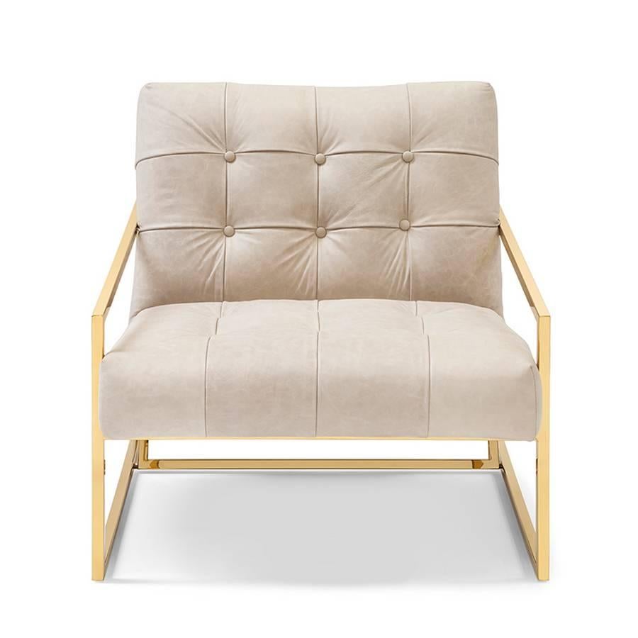 Metal Matrix Armchair in Gold Finish For Sale