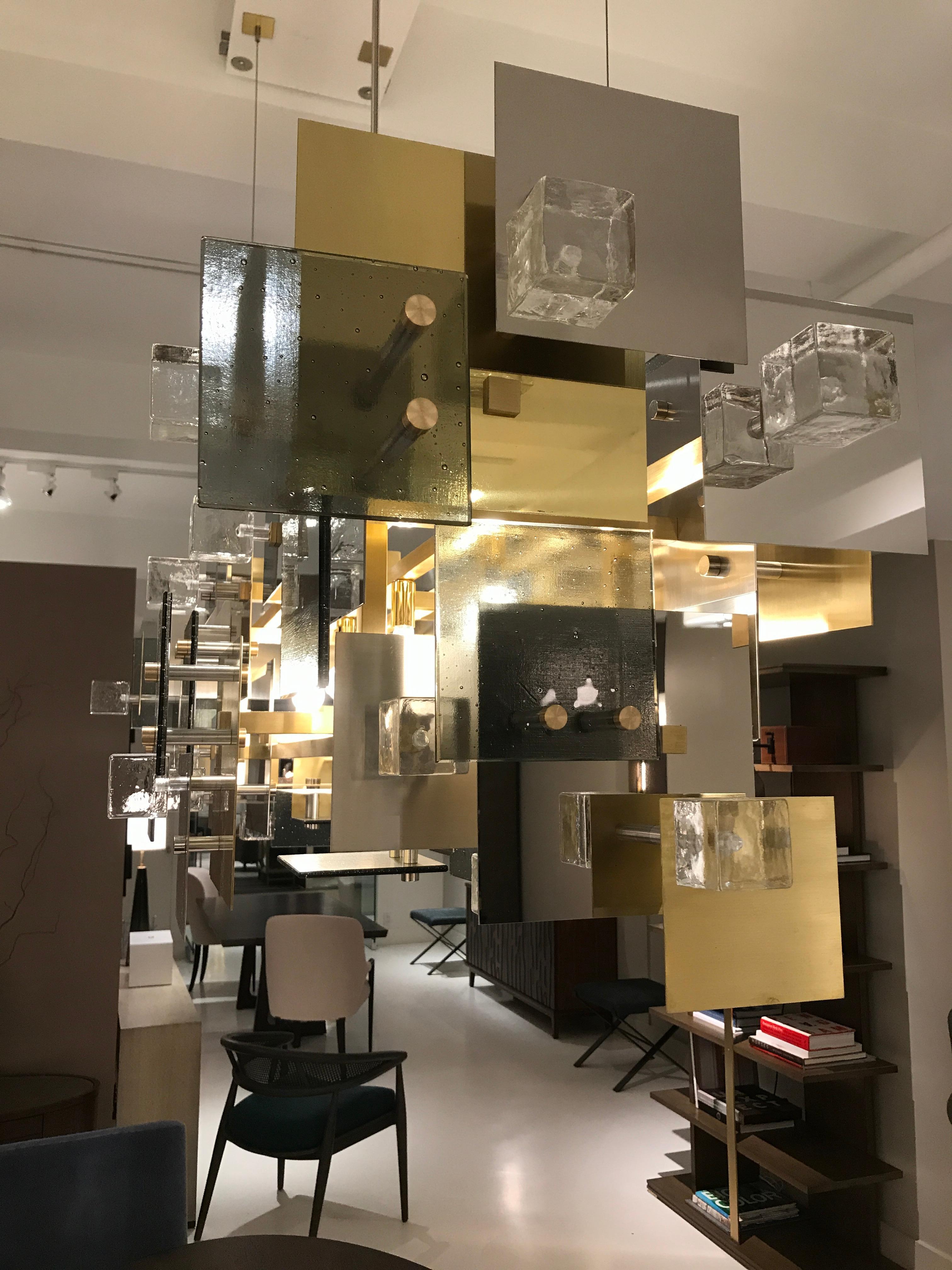 Contemporary Matrix Chandelier by Studio Bel Vetro For Sale