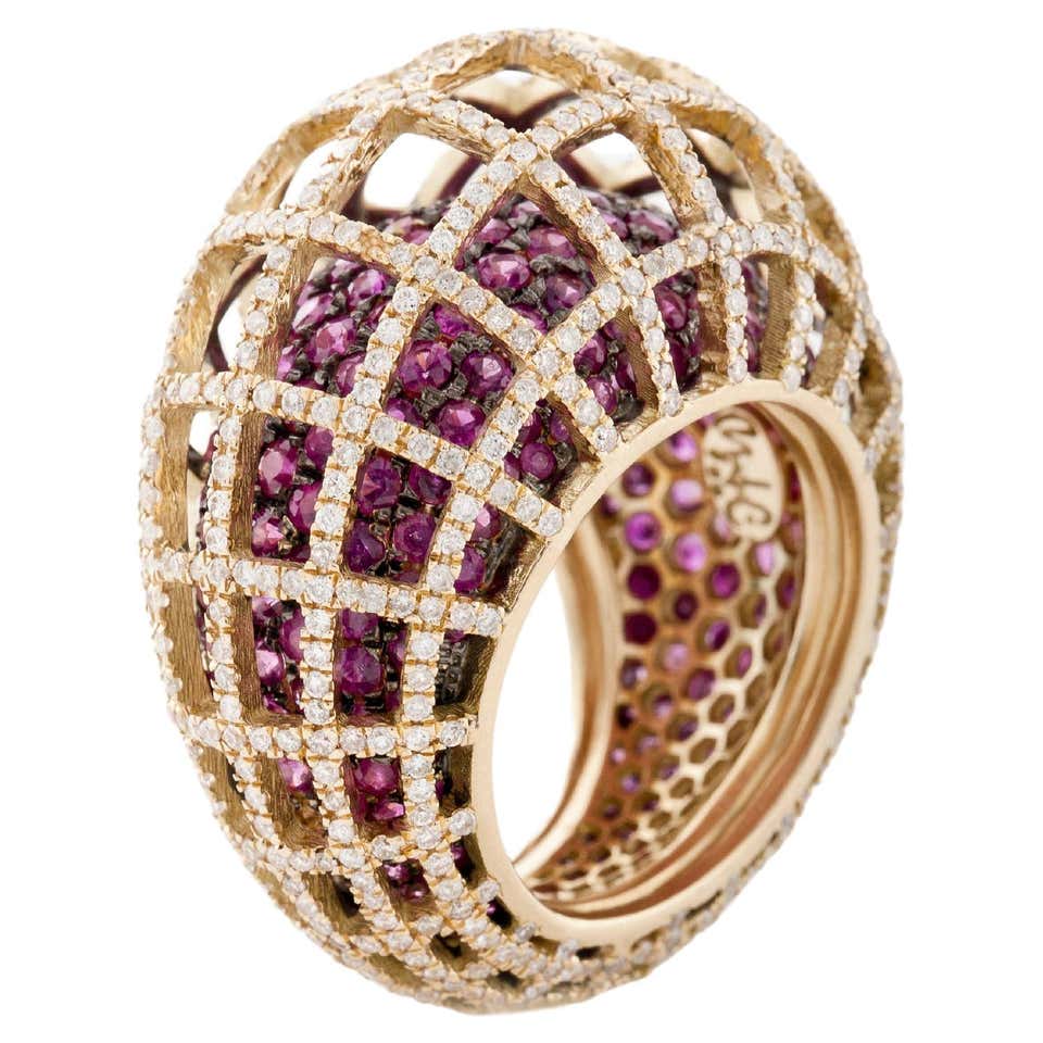Matrix Double 18k Gold Rings with 10CT of Ruby and 2.70CT of White ...