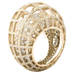 Matrix Double Ring in 18k Yellow Gold with Diamonds by Nada Ghazal Fine Jewelry