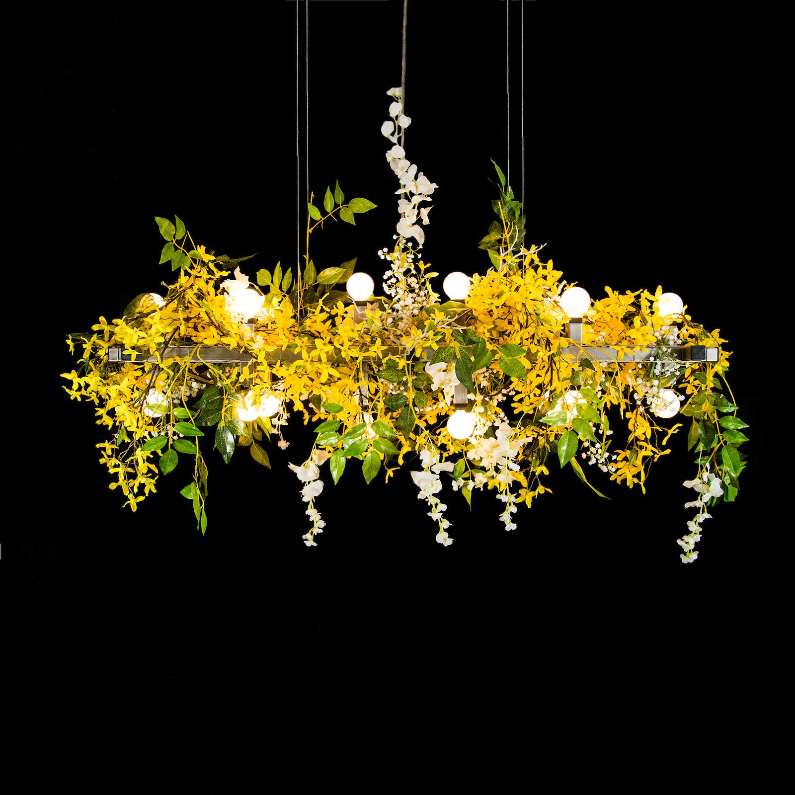 Contemporary Matrix Floral Linear Suspension Chandelier by Michael McHale For Sale