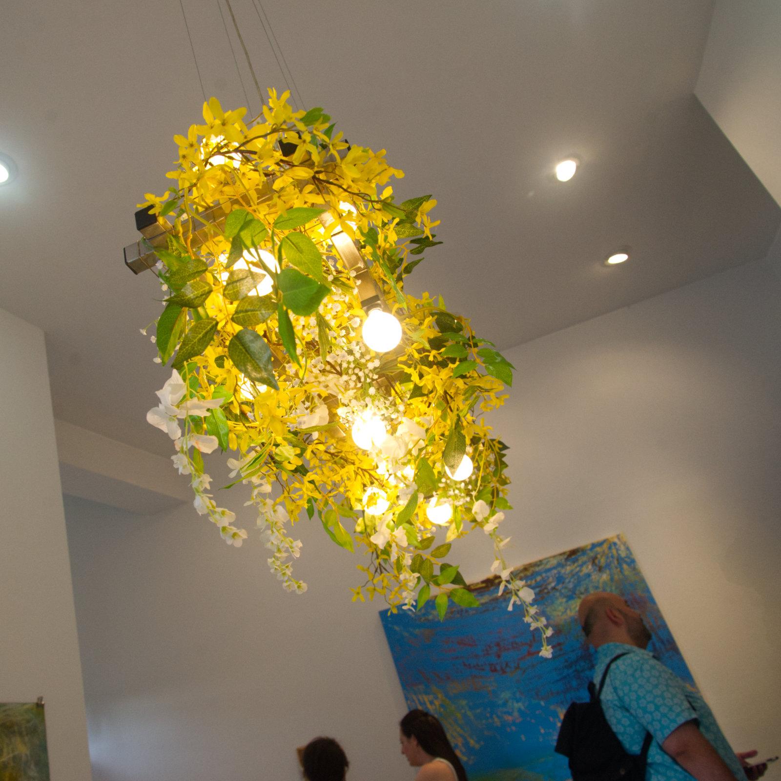 American Matrix Floral Linear Suspension Chandelier For Sale