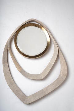 Matrix Mirror in Cream Shagreen and Bronze-Patina Brass by R&Y Augousti