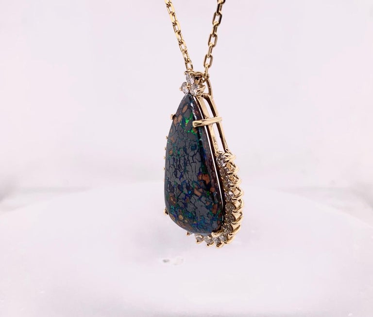 Matrix Opal and Diamond Pendant Necklace For Sale at 1stDibs