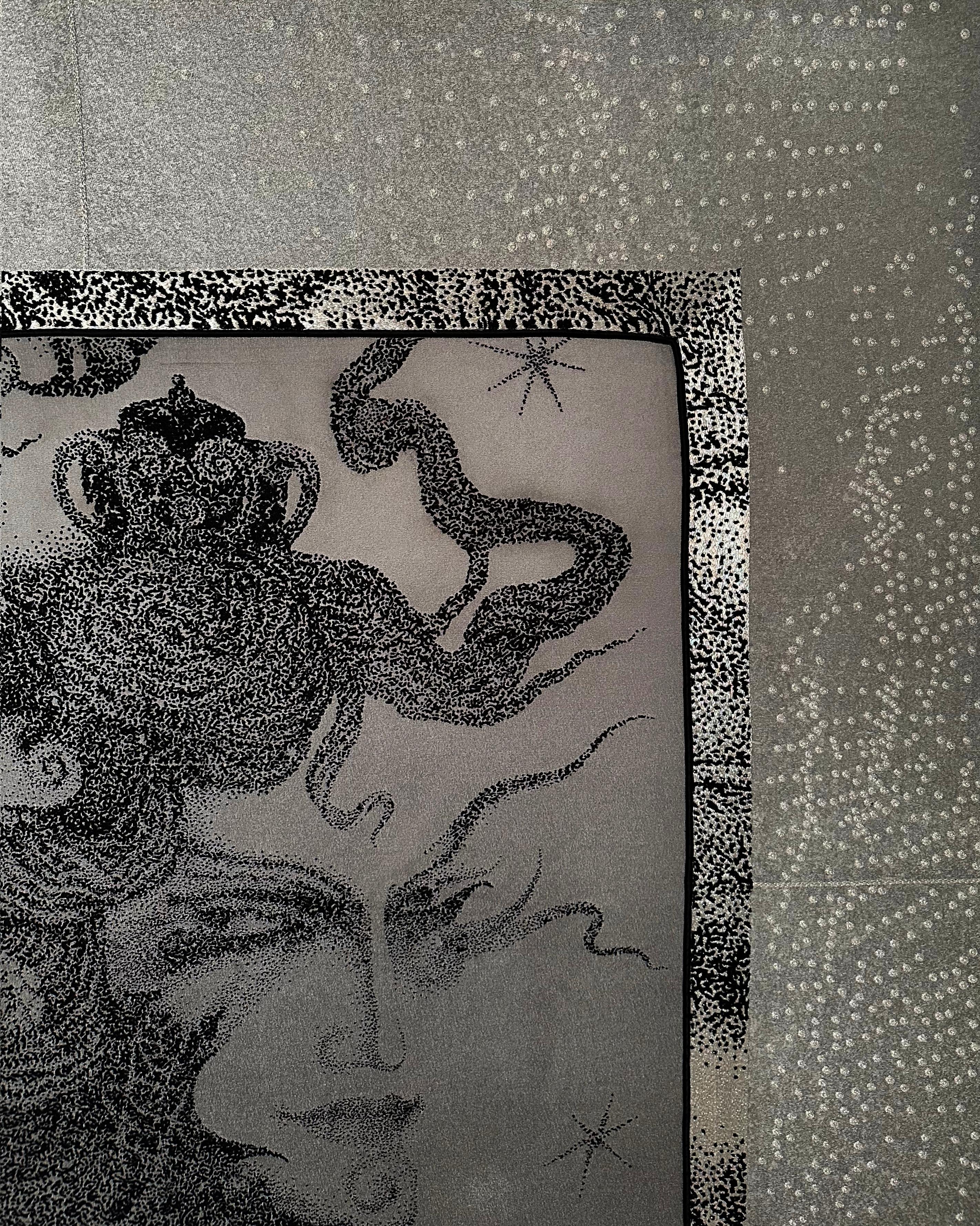 Modern Matrix, Swarovski and Silver Threads Embroidered Tapestry , in Stock For Sale
