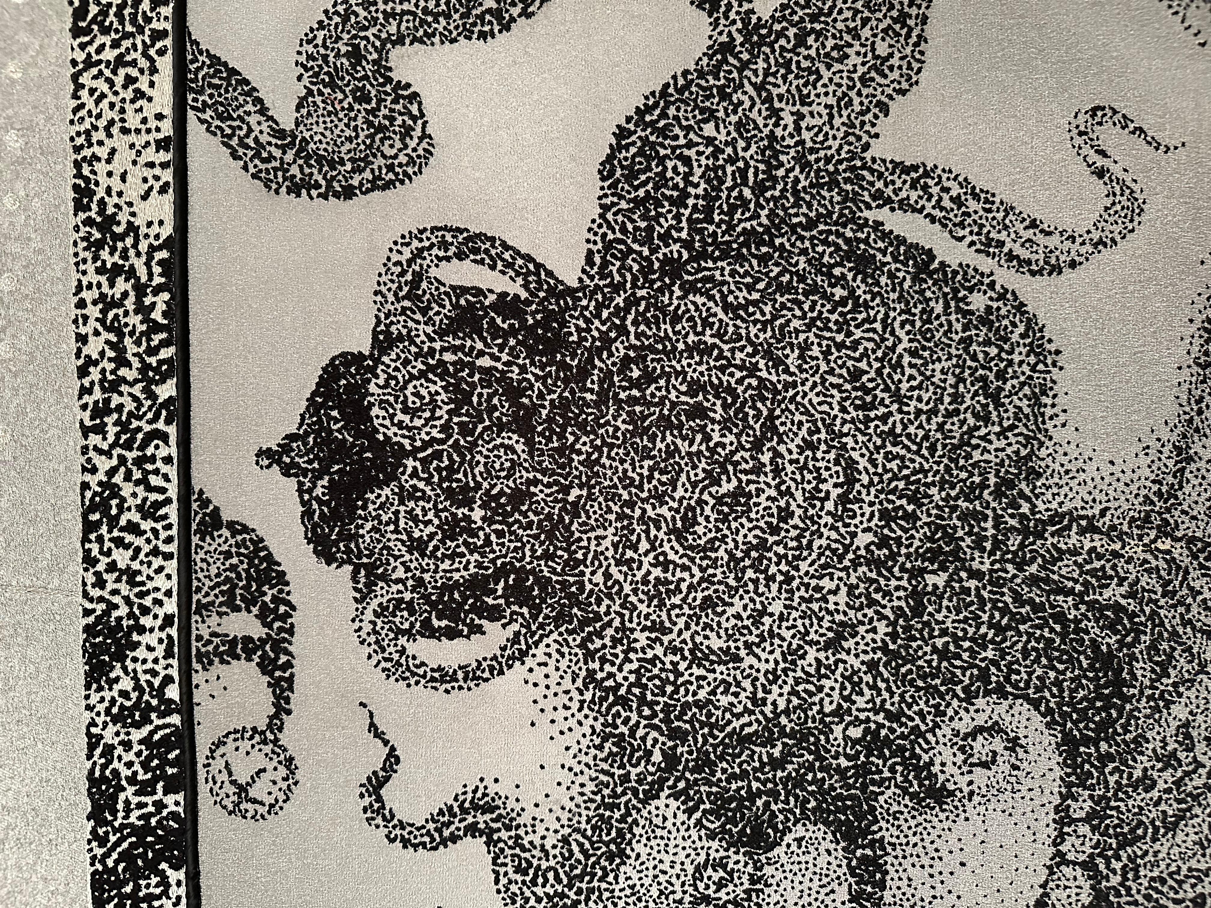 Contemporary Matrix, Swarovski and Silver Threads Embroidered Tapestry , in Stock For Sale