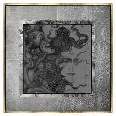 Matrix, Swarovski and Silver Threads Embroidered Tapestry , in Stock