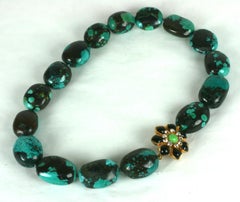 Matrix Turquoise and Poured Glass Marguerite Necklace, MWLC