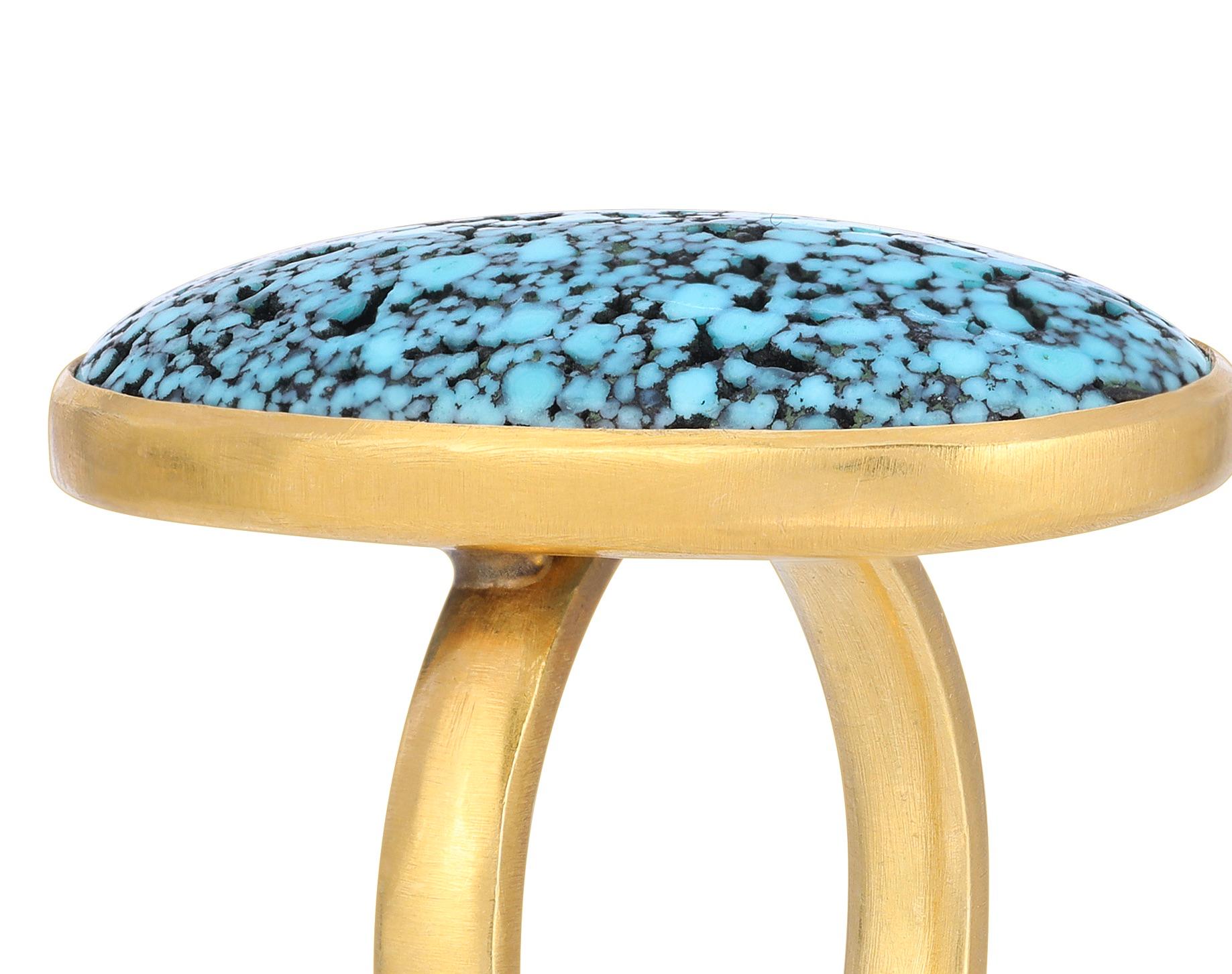 Matrix Turquoise Oval Ring in 18k Yellow Gold In New Condition In Santa Monica, CA