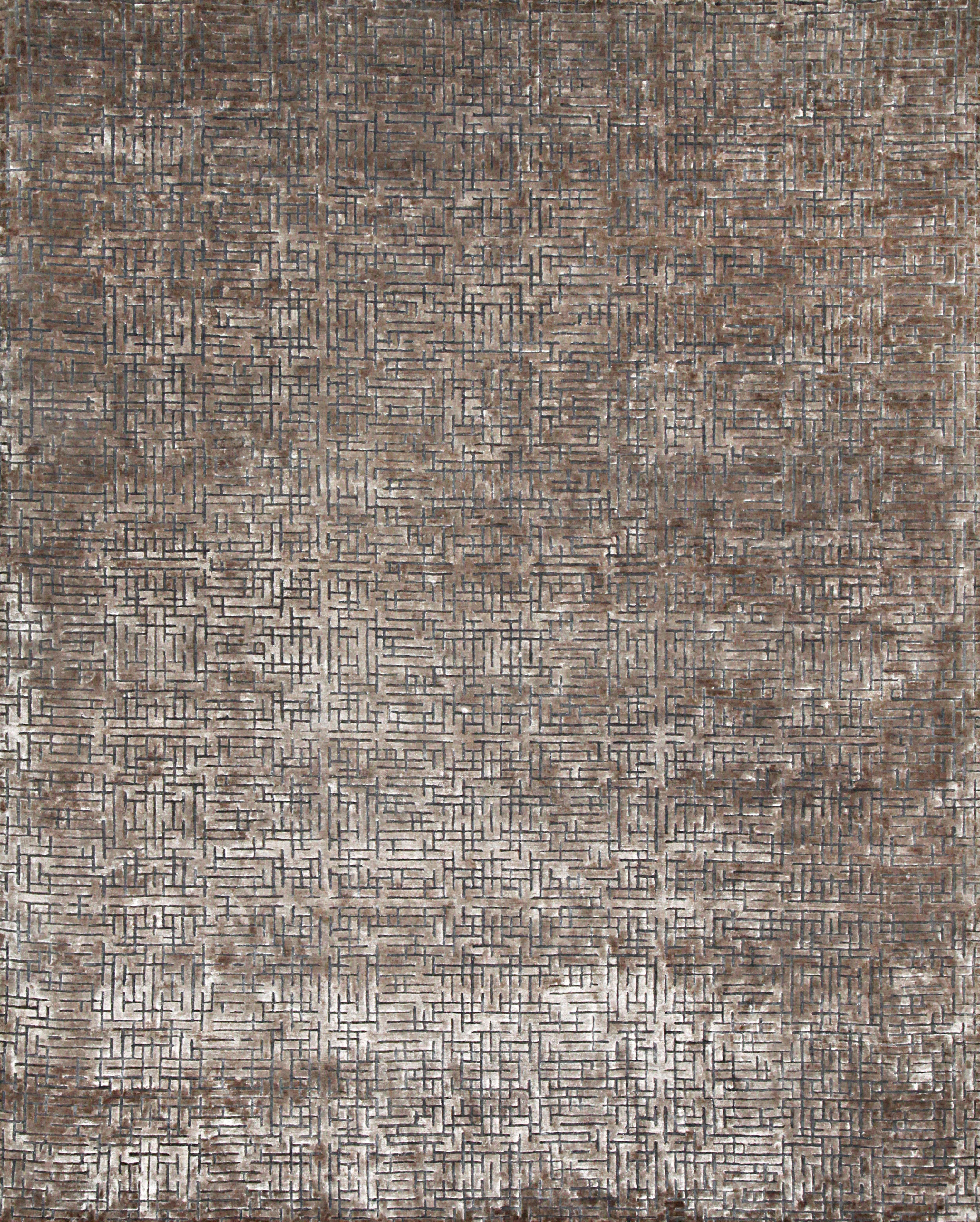 Indian MATRIX Hand Knotted Contemporary Rug in Beige, Silver & Mauve Colours By Hands For Sale