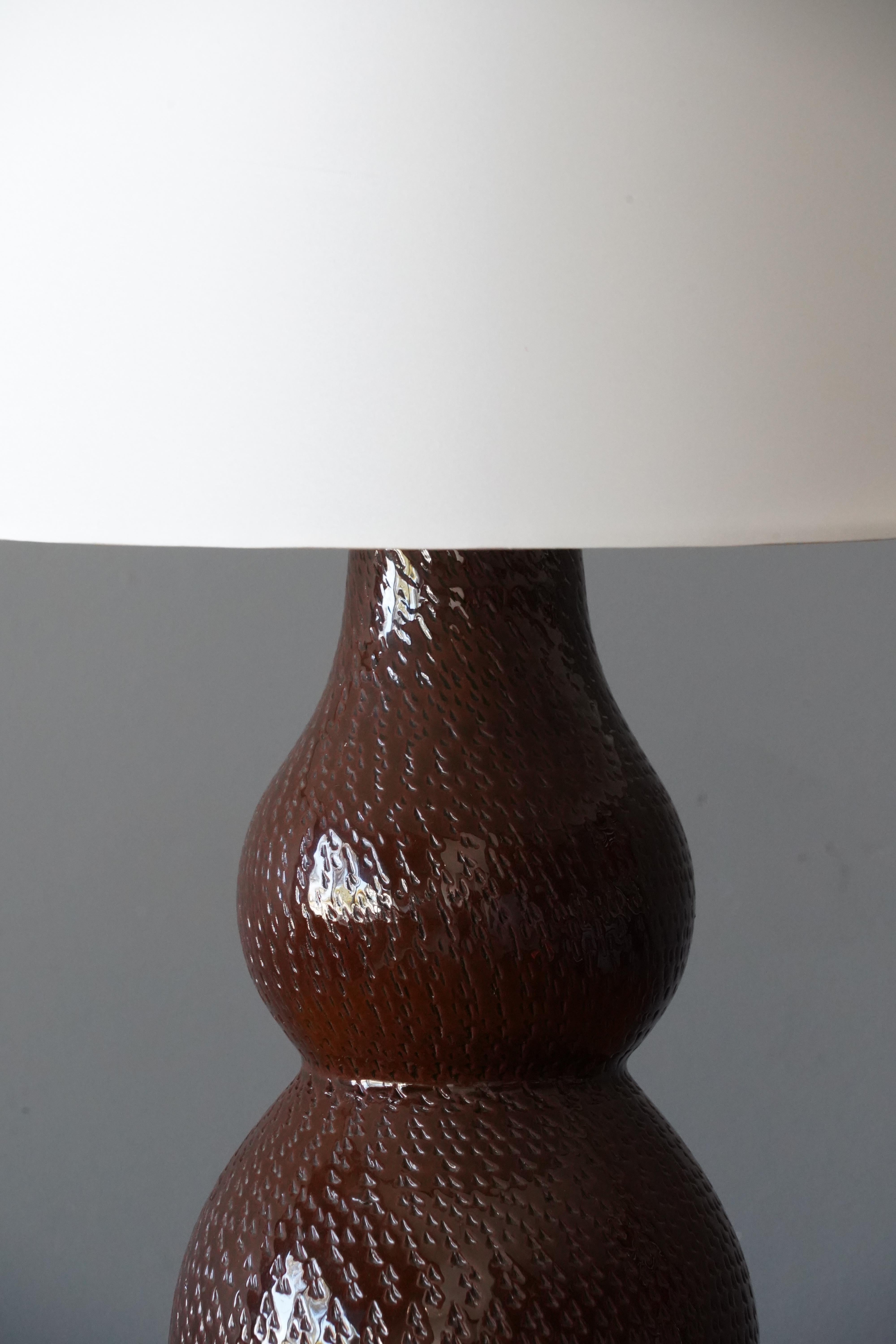 Mats Birgersson, Table Lamp, Glazed Stoneware, Töreboda, Sweden, 1960s In Good Condition In High Point, NC
