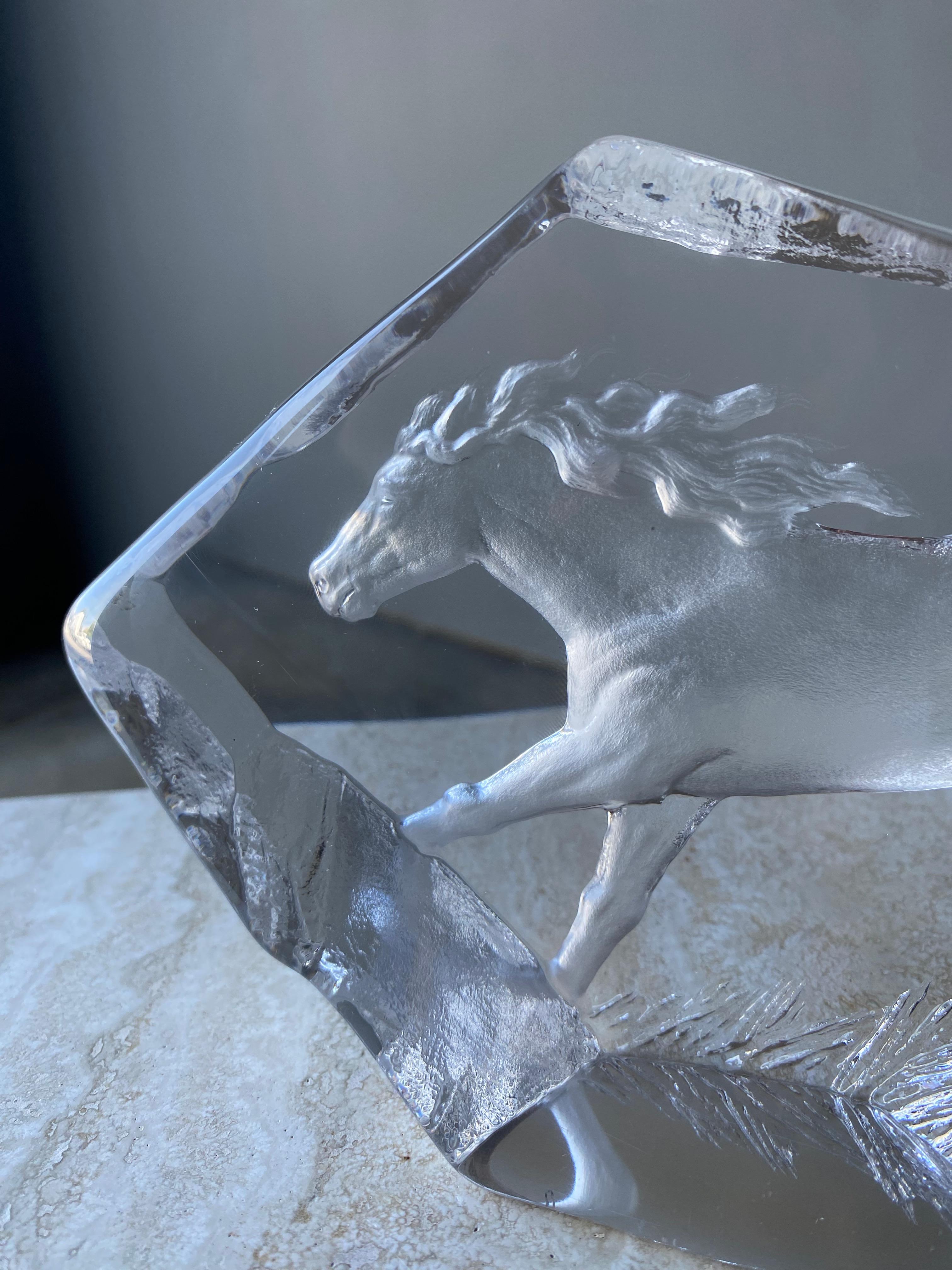 Mats Jonasson Running Horse Art Crystal, Sweden, 1980s For Sale 2