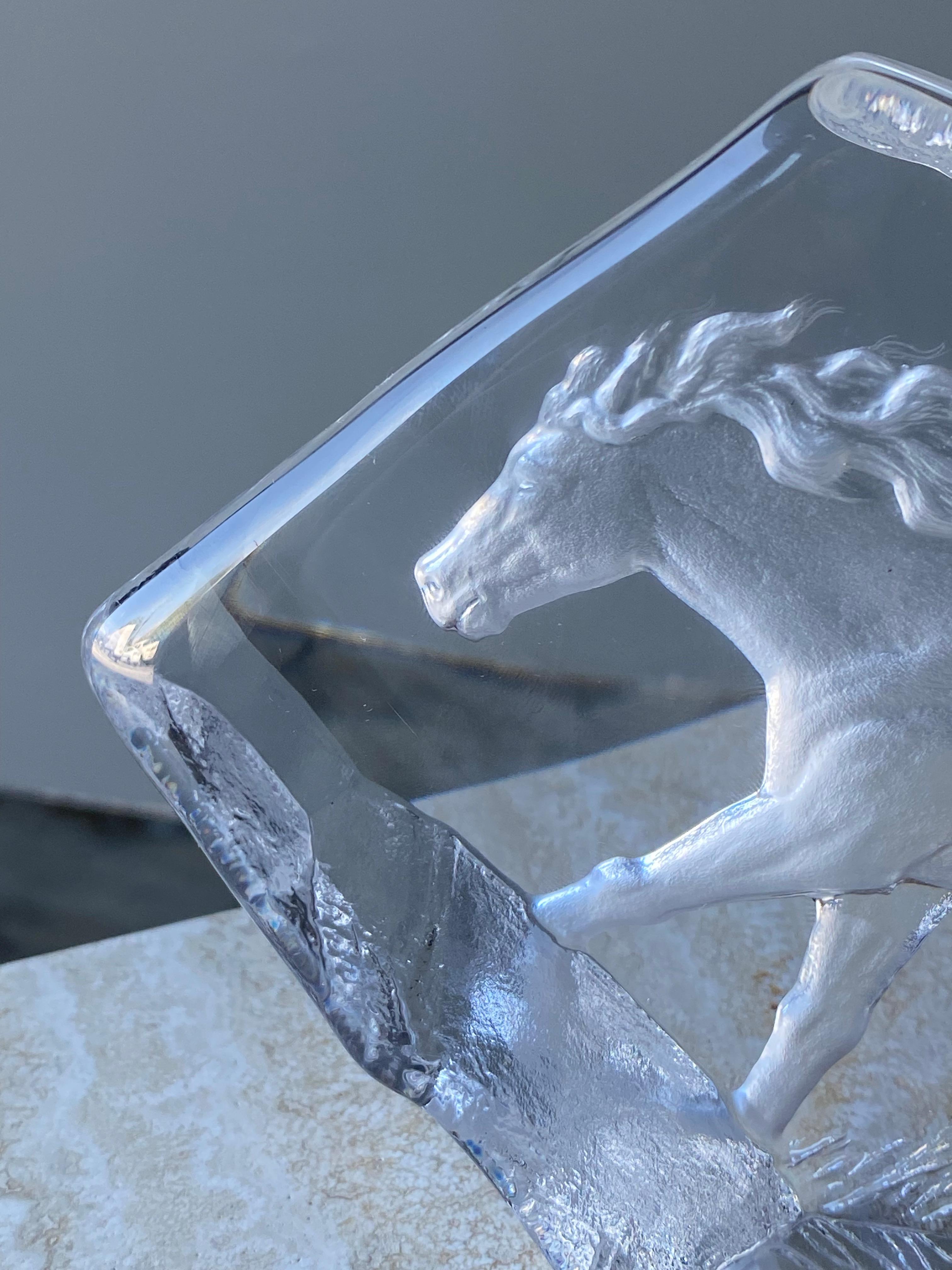 Mats Jonasson Running Horse Art Crystal, Sweden, 1980s For Sale 3