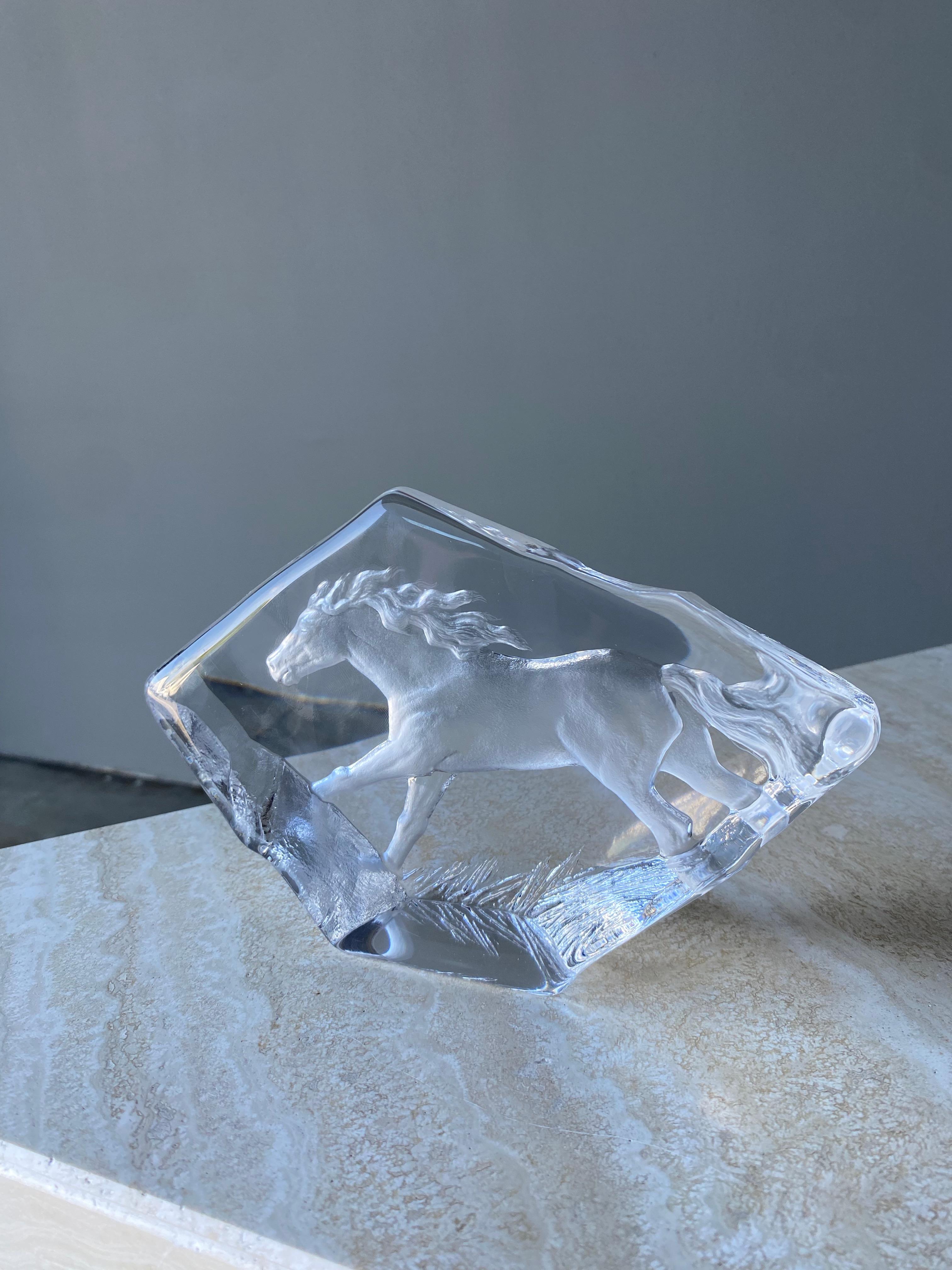 Mats Jonasson Running Horse Art Crystal, Sweden, 1980s For Sale 6