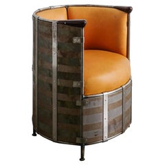 Mats Theselius "Älgskinnsfåtöljen" in Patinated Metal 
Leather by Källemö 1990s