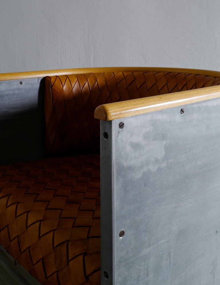 Mats Theselius "Aluminum and Woven Leather" Chair Produced in 1990 ...