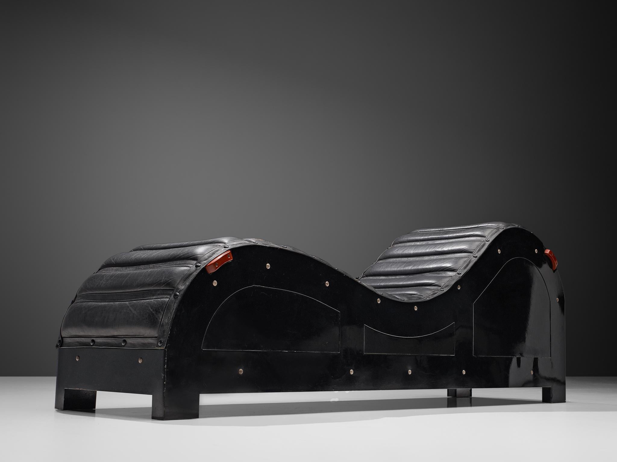 Late 20th Century Mats Theselius Exclusive Chaise Longue in Black Leather for Källemo