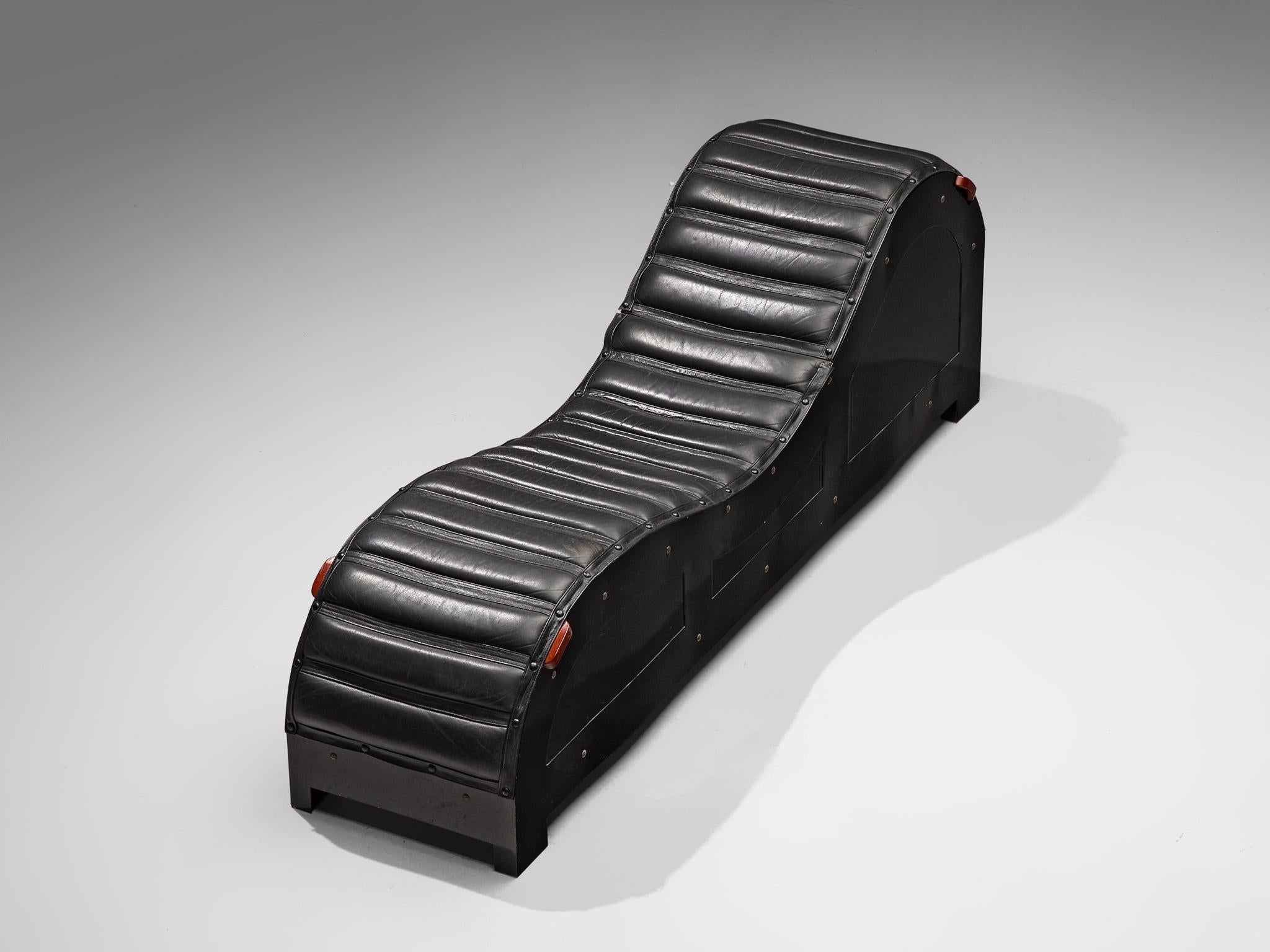 Mats Theselius Exclusive Chaise Longue in Black Leather for Källemo (Metall)