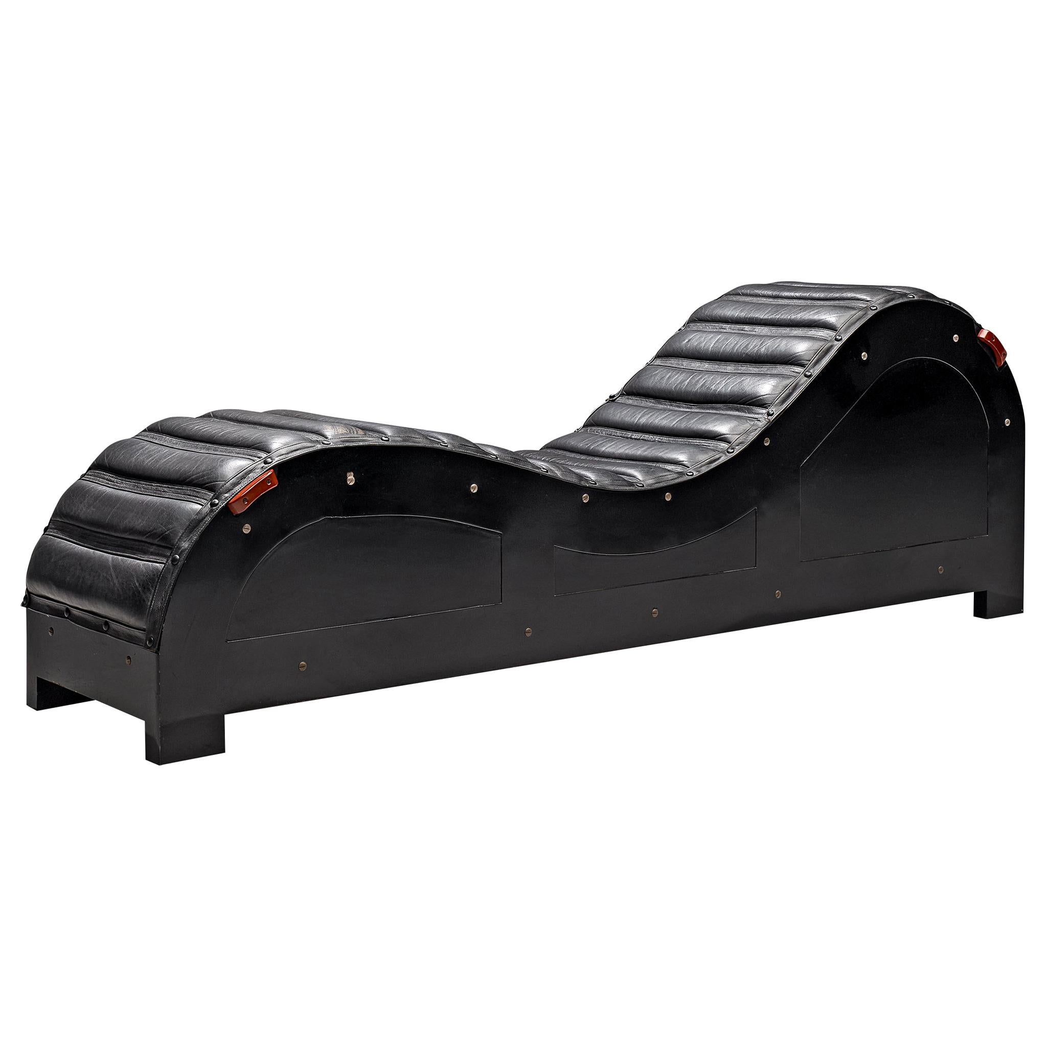 Mats Theselius Exclusive Chaise Longue in Black Leather for Källemo