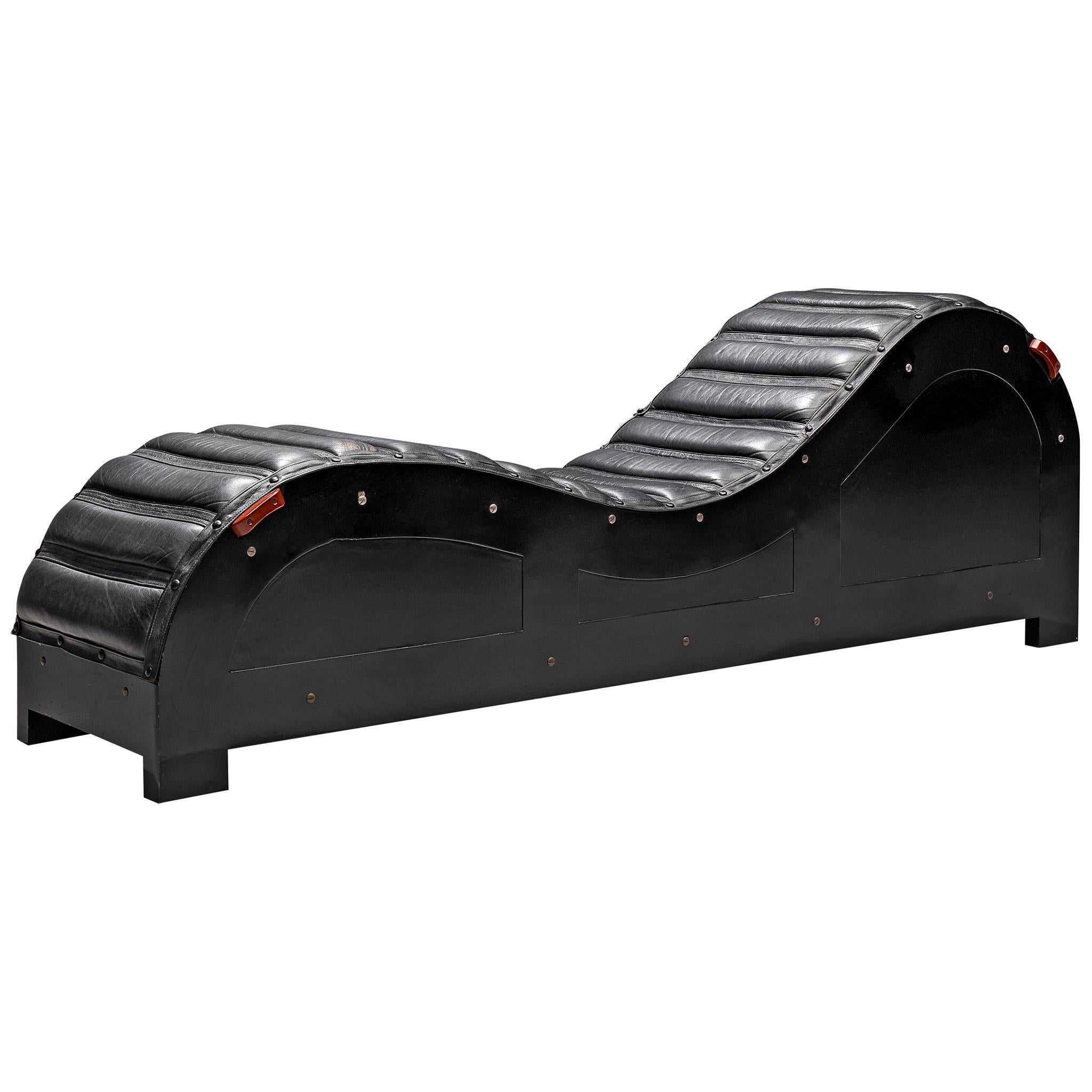 Mats Theselius Exclusive Chaise Longue in Black Leather for Källemo