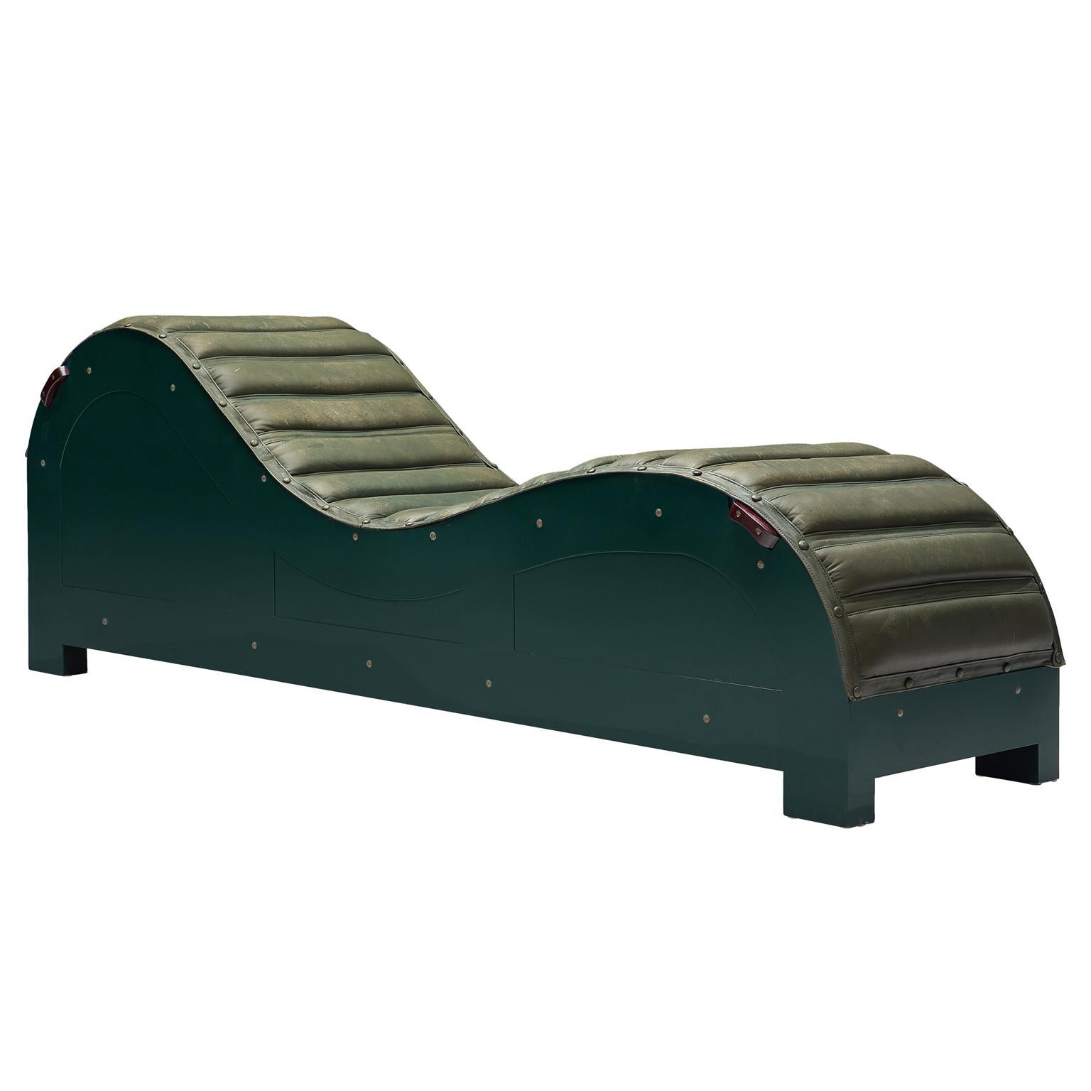 Mats Theselius Exclusive Daybed in Green Leather for Källemo, Sweden