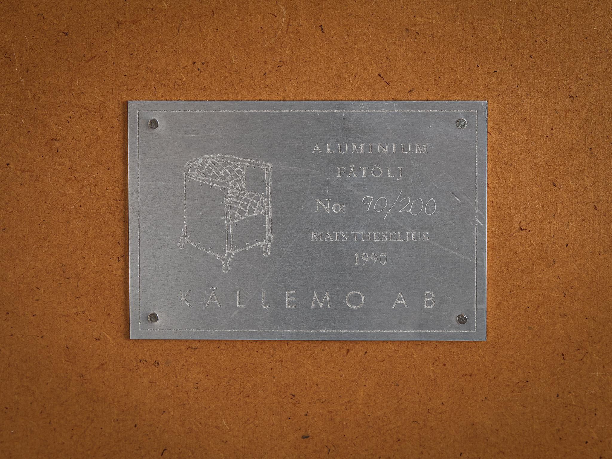 Mats Theselius for Källemo AB Limited Edition Chair in Aluminum and Leather For Sale 4