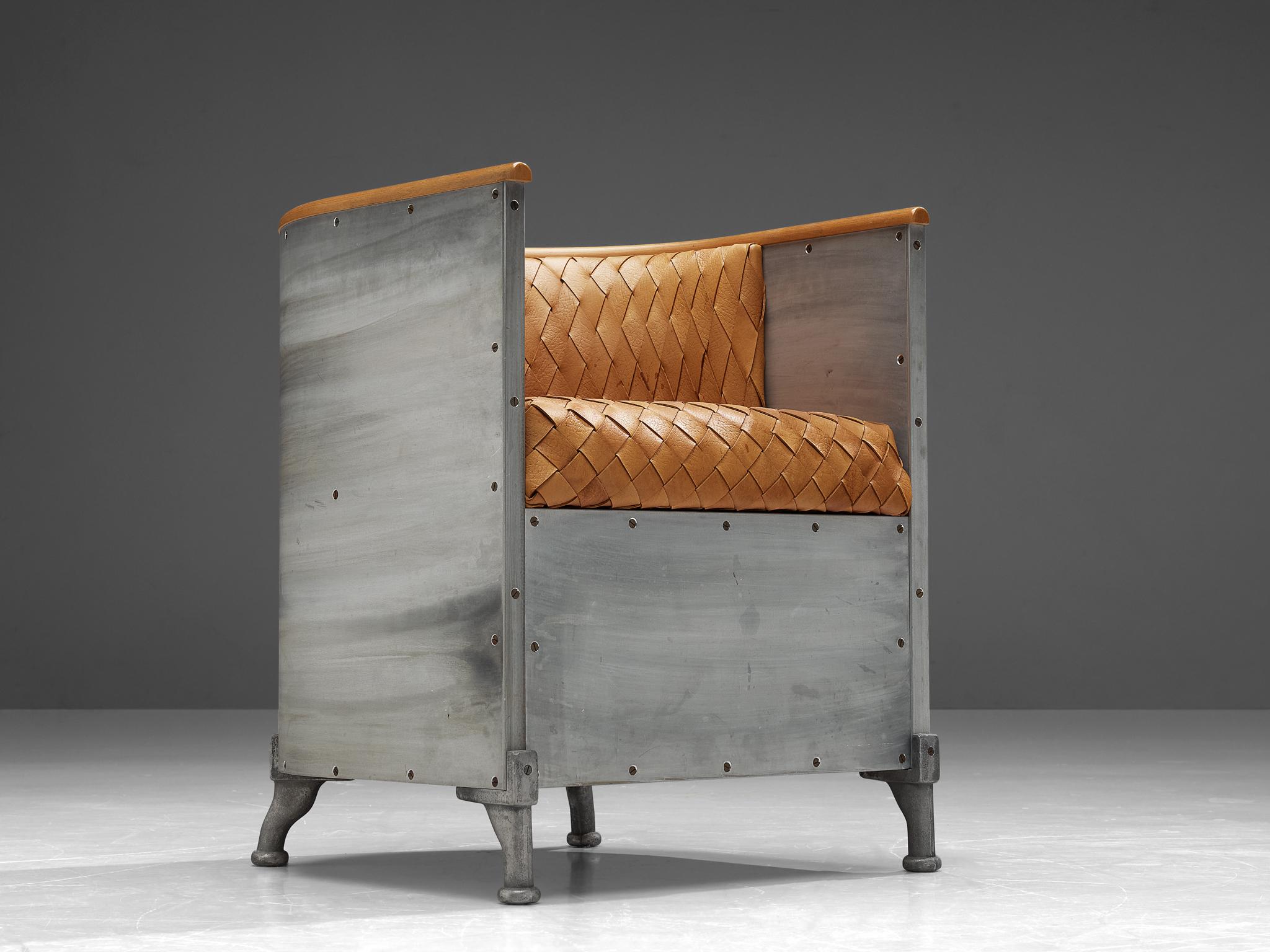 Late 20th Century Mats Theselius for Källemo AB Limited Edition Chair in Aluminum and Leather For Sale