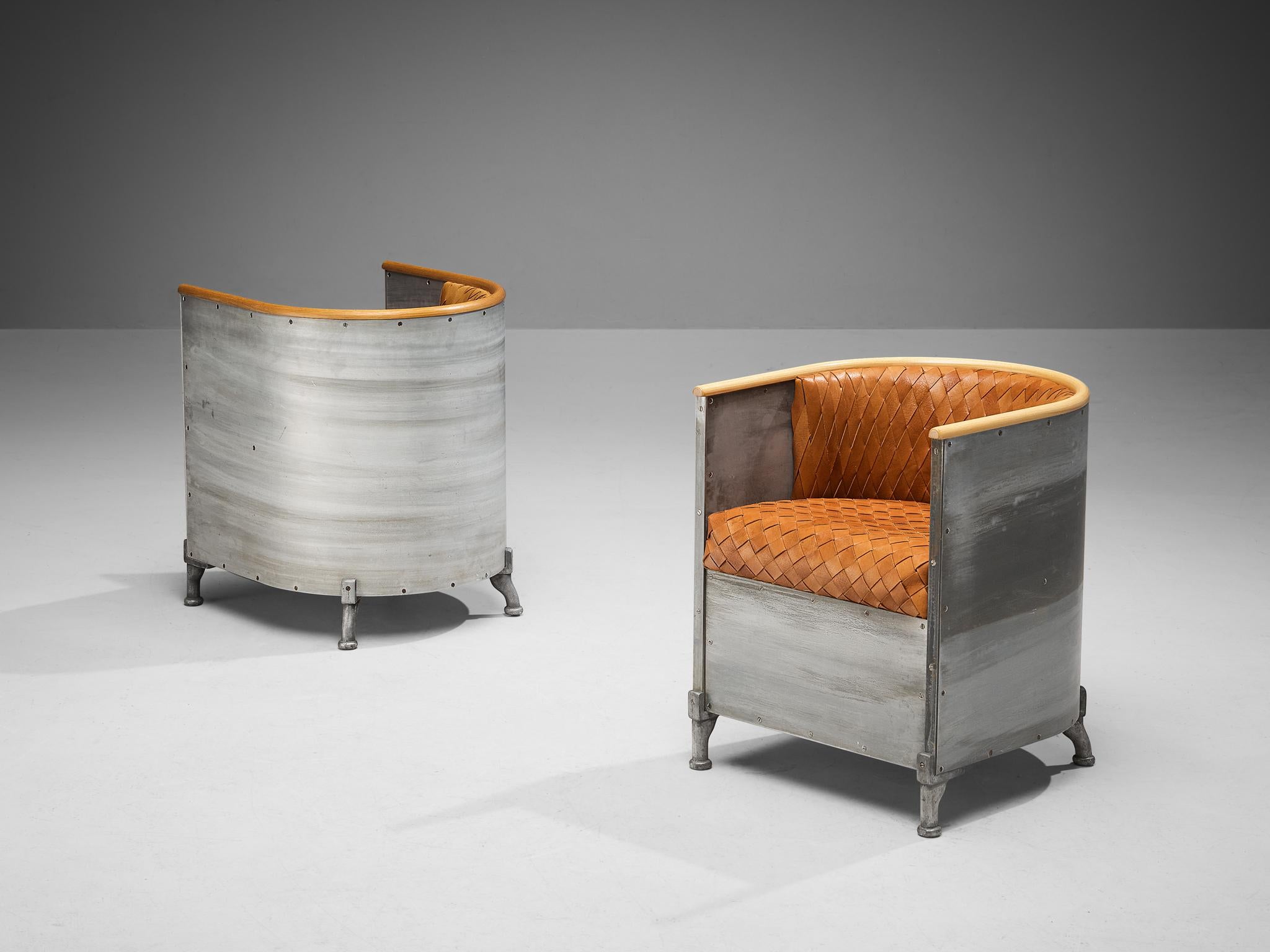Mats Theselius for Källemo Ab Pair of Armchairs in Leather and Aluminum  3