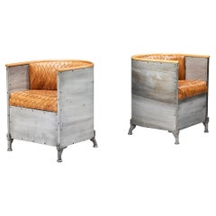 Mats Theselius for Källemo Ab Pair of Armchairs in Leather and Aluminum 