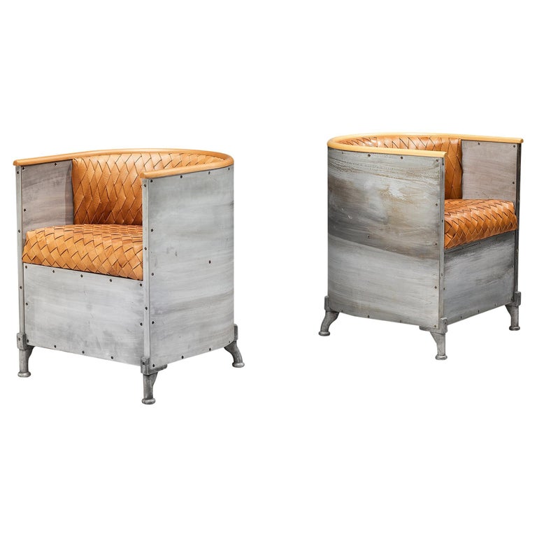 Mats Theselius for Källemo Ab Pair of Armchairs in Leather and Aluminum ...