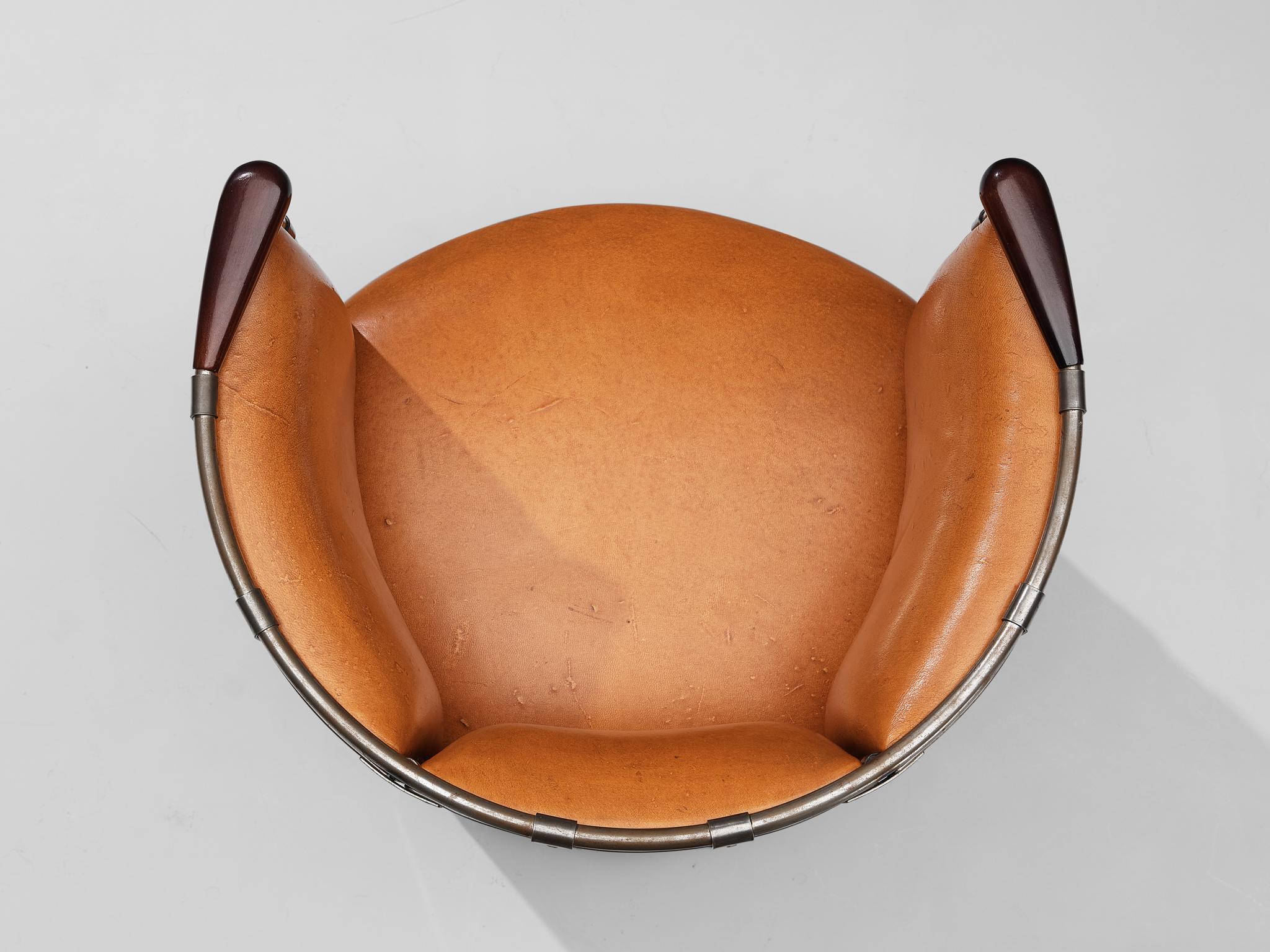 Scandinavian Modern Mats Theselius for Källemo 'Älgskinnsfåtölj' Lounge Chair in Metal 